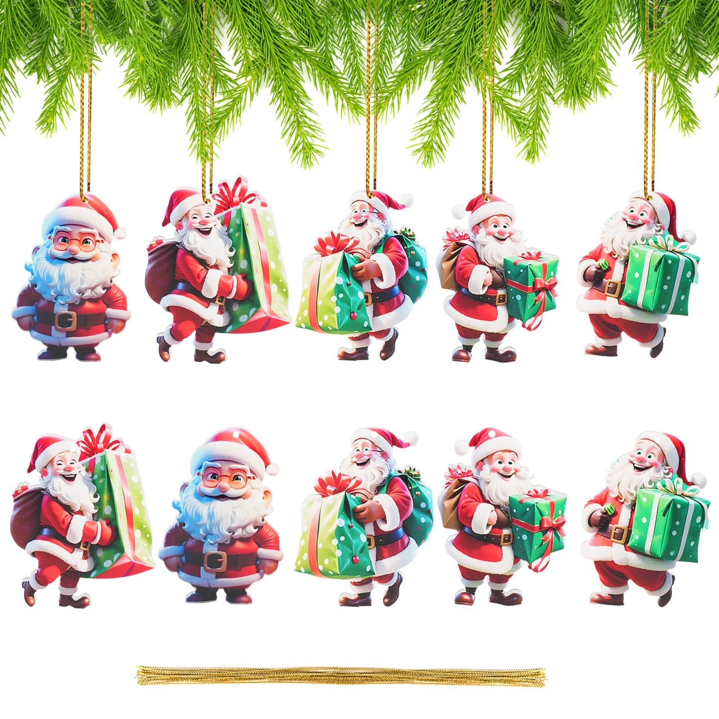 Santa Claus Ornaments 2025 Decoration Hanging Ornament, Acrylic Hanging Holiday Ornament Christmas Tree, Hanging Ornaments Christmas Decor Holiday Party Gifts (Santa Claus C)