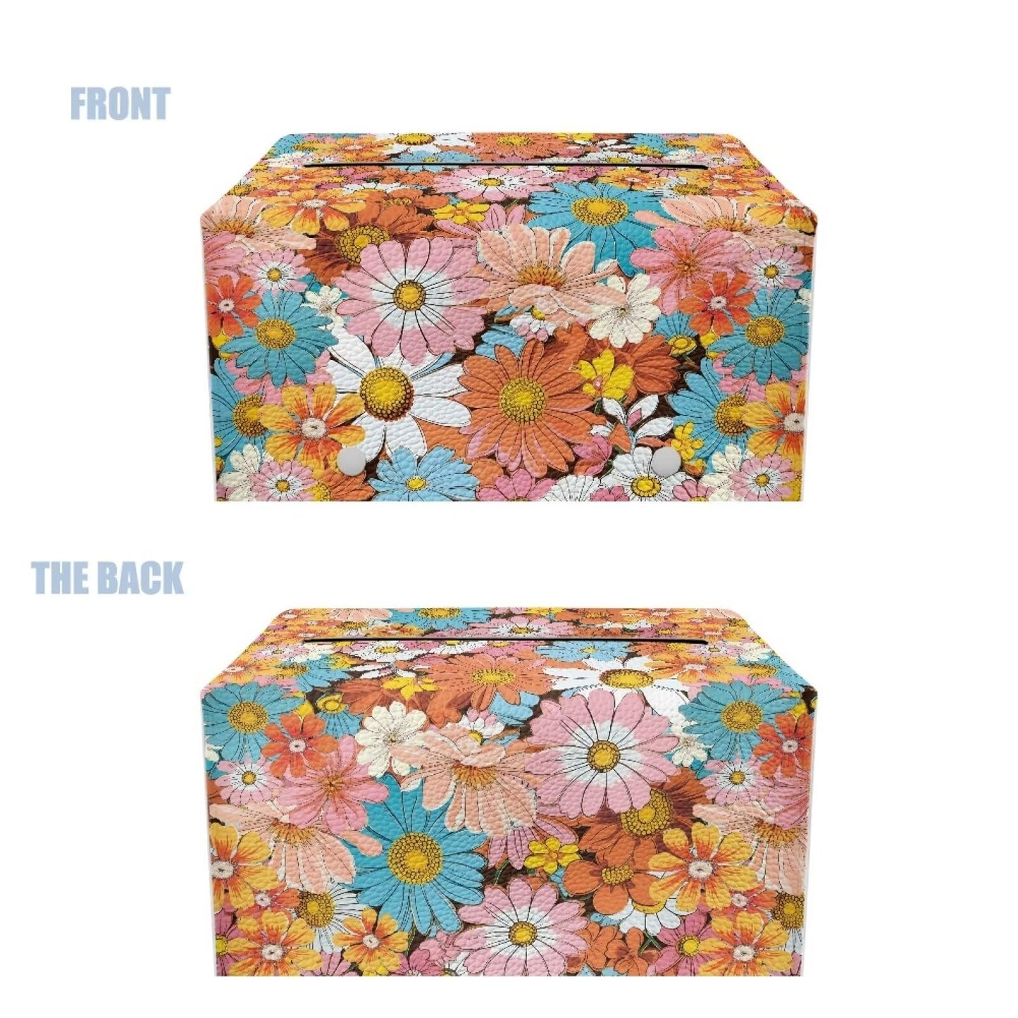 YUVAMAGIMO Daisy Leather Box Exquisite and Lovely Rectangular Tissue Box Cover Cubic and Shaped Reusable Facial Tissue Box Cover Suitable for Girls' Dressing Table Countertop Decorative Room