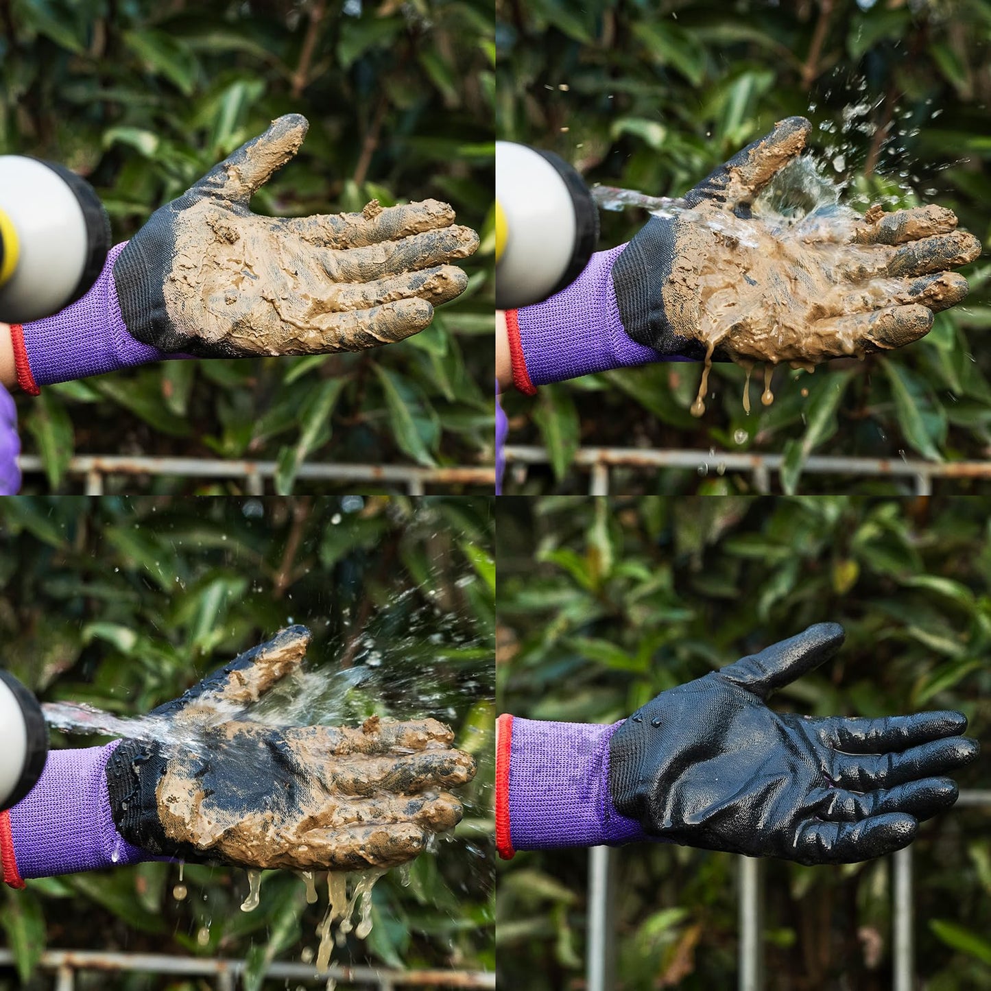 JDL 3 Pairs Microfoam Nitrile-Coated Nylon Work Gloves for Women & Men, Touchscreen Safety Gloves, Lightweight & Breathable with Durable Grip for Construction, Warehouse, Mechanics, Purple, Large