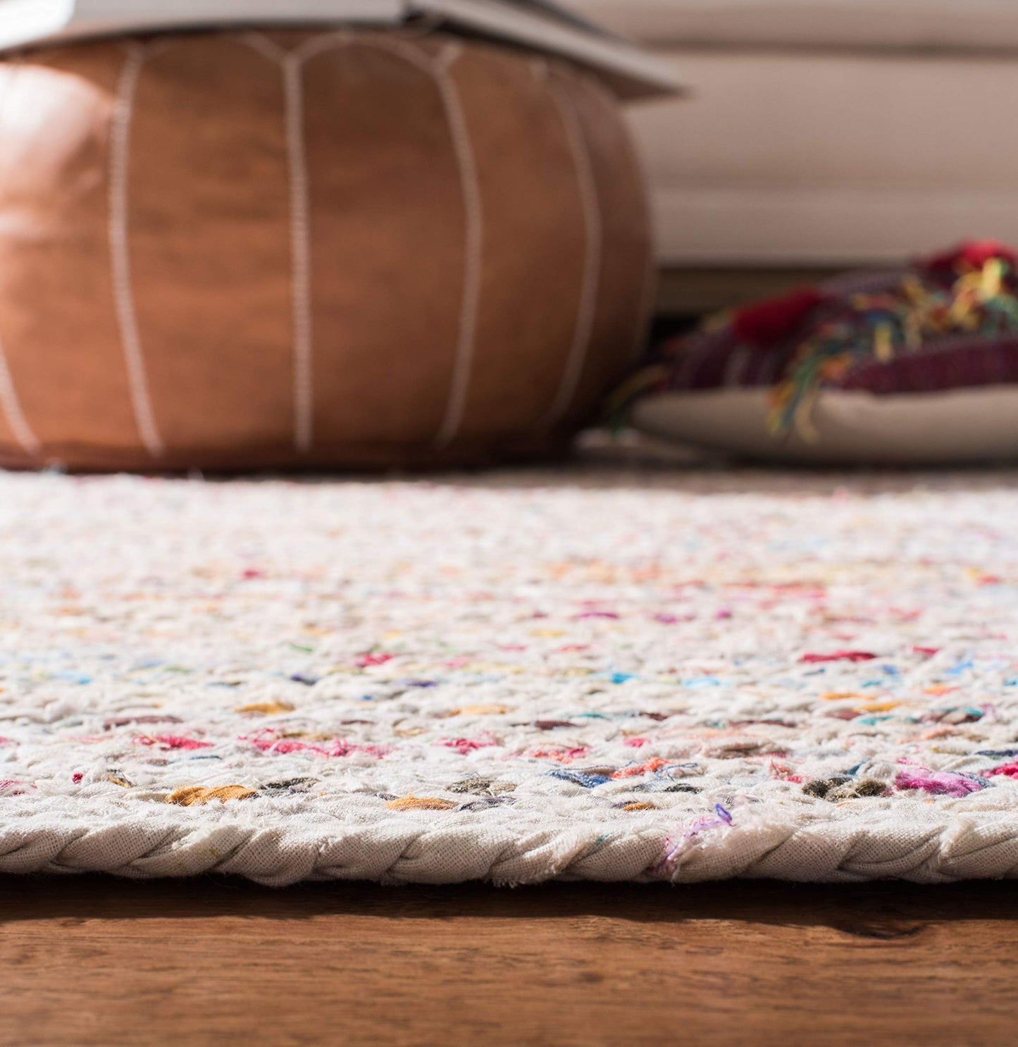 SAFAVIEH Braided Collection Accent Rug - 2' 3" x 5', Ivory & Multi, Handmade Boho Reversible Cotton Ideal for Living Room, Bedroom, Kitchen (BRD210B)