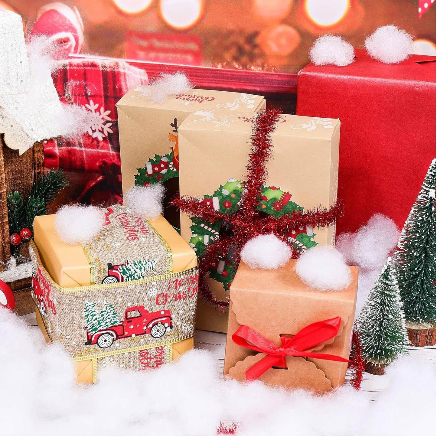 Shappy 141.10 Ounce/ 4000 g Christmas Fake Clouds Snow Decoration Artificial White Cloud Fiber Faux Fluffy Snow Indoor Soft Artificial Fake White Cotton Winter Craft Decor Xmas Tree Village Displays