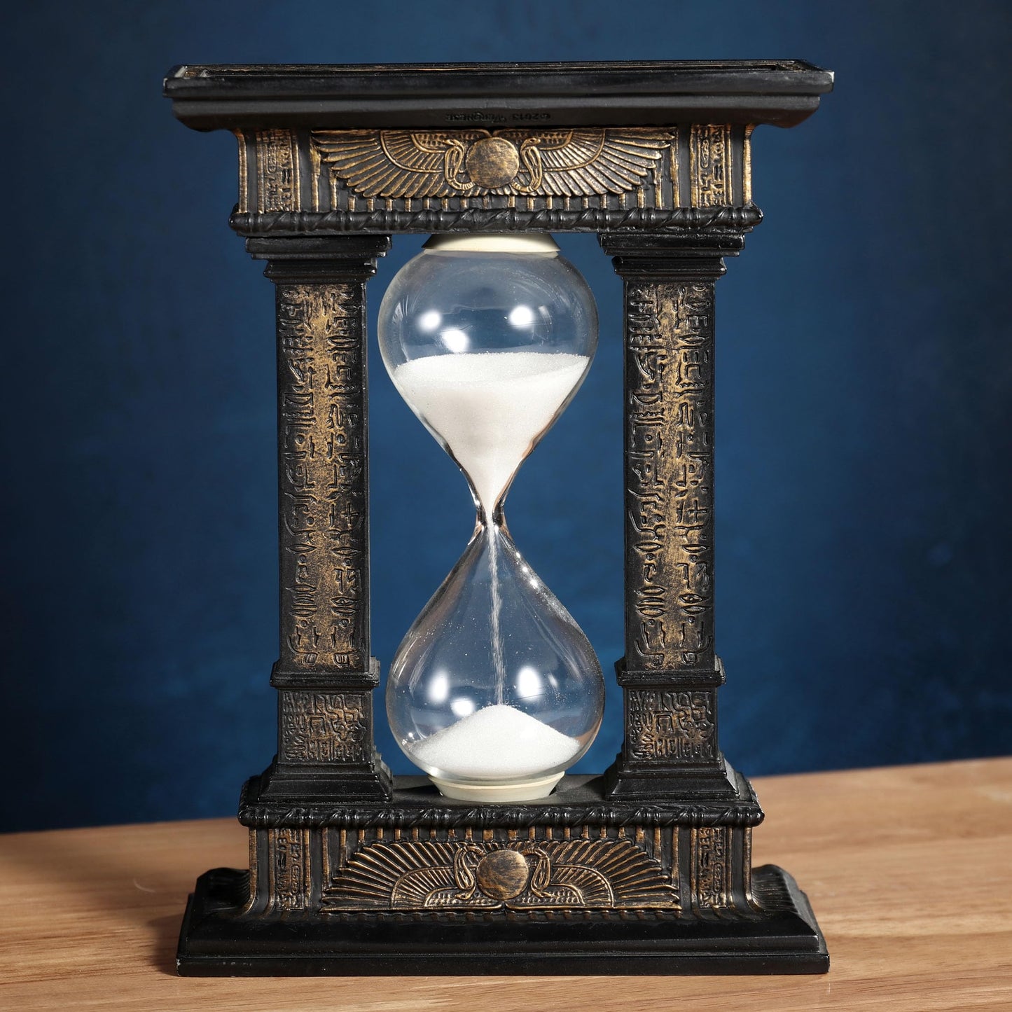 Veronese Design 7 1/8 Egyptian Winged Sun Columns Hourglass Resin Sand Timer 5 Minutes
