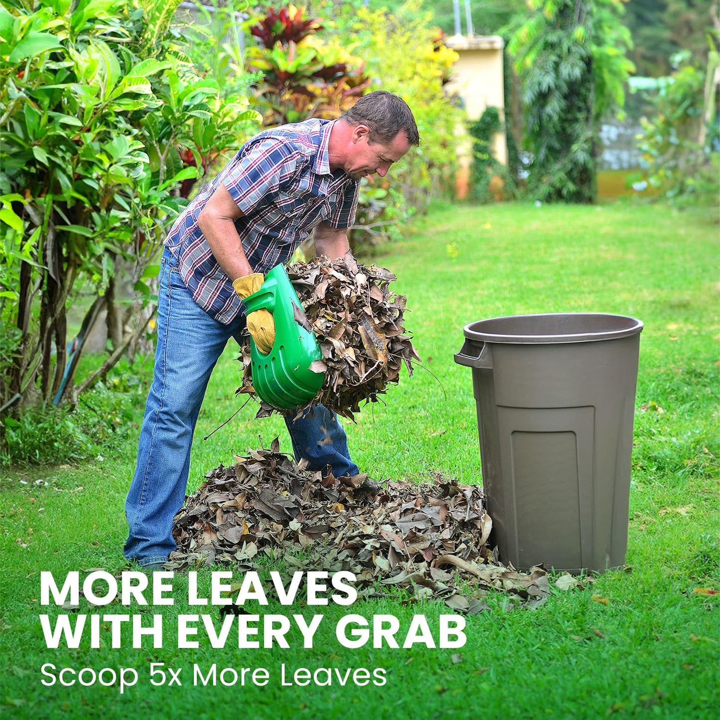 GARDEASE Leaf Scoops: Premium Ergonomic Large Hand Held Rakes for Fast Leaf, Lawn & Grass Removal (1 Pair)