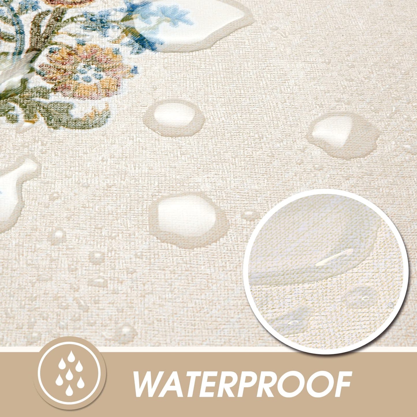 AIRCOWRIE Waterproof Vinyl Tablecloths, Heavy Duty Oil Proof Spill Proof Plastic Table Cloth, Wipe Clean PVC Table Cover for Spring Indoor and Outdoor Use (Embroidery Flower, 54”×78”, Rectangle)