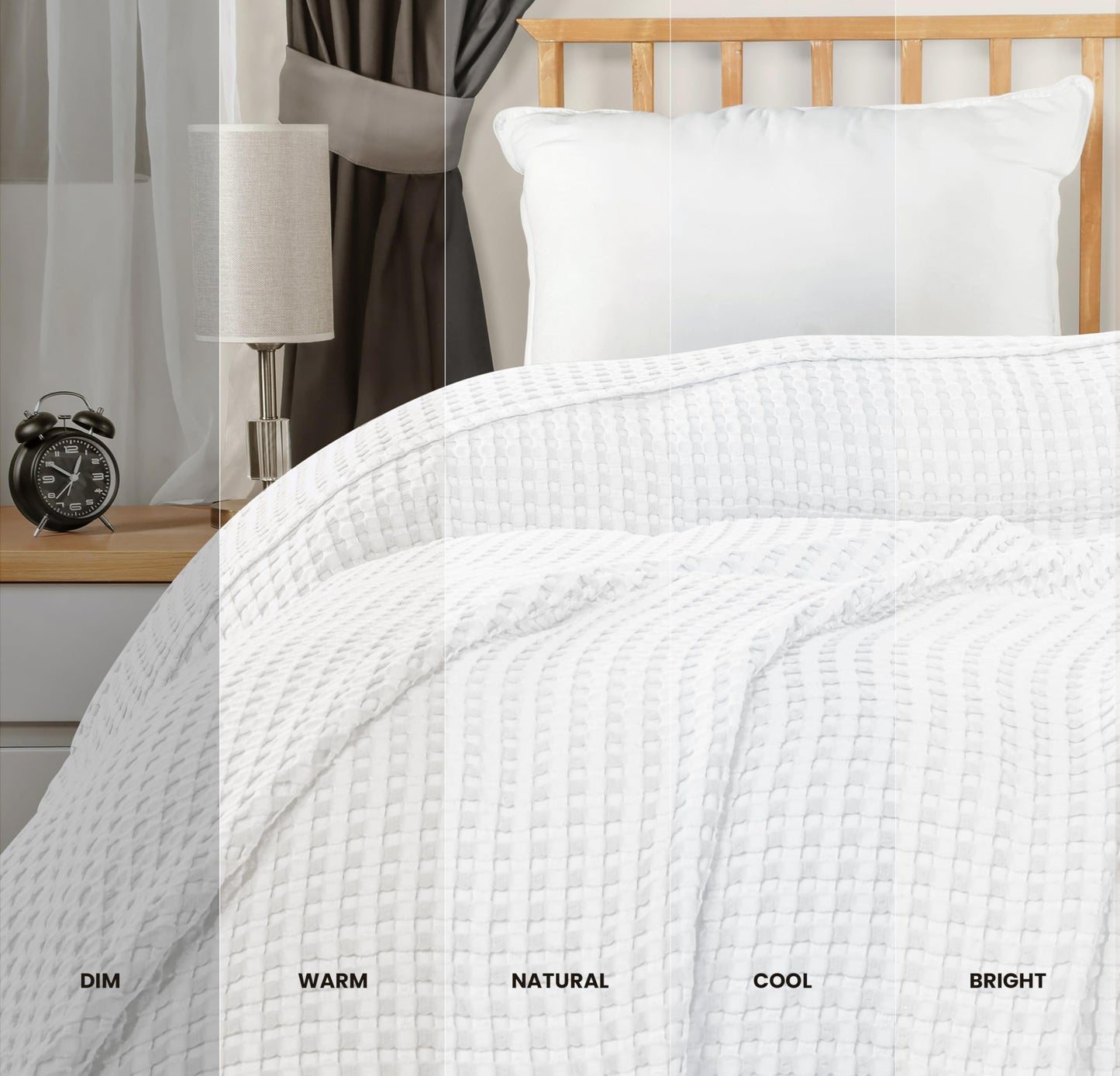 Utopia Bedding 100% Cotton Waffle Weave Blanket Queen Size for Bed - Lightweight, Breathable Summer Blankets Soft and Cozy, Gift for Mother’s Day Home Decor (White, 90x90 Inch)