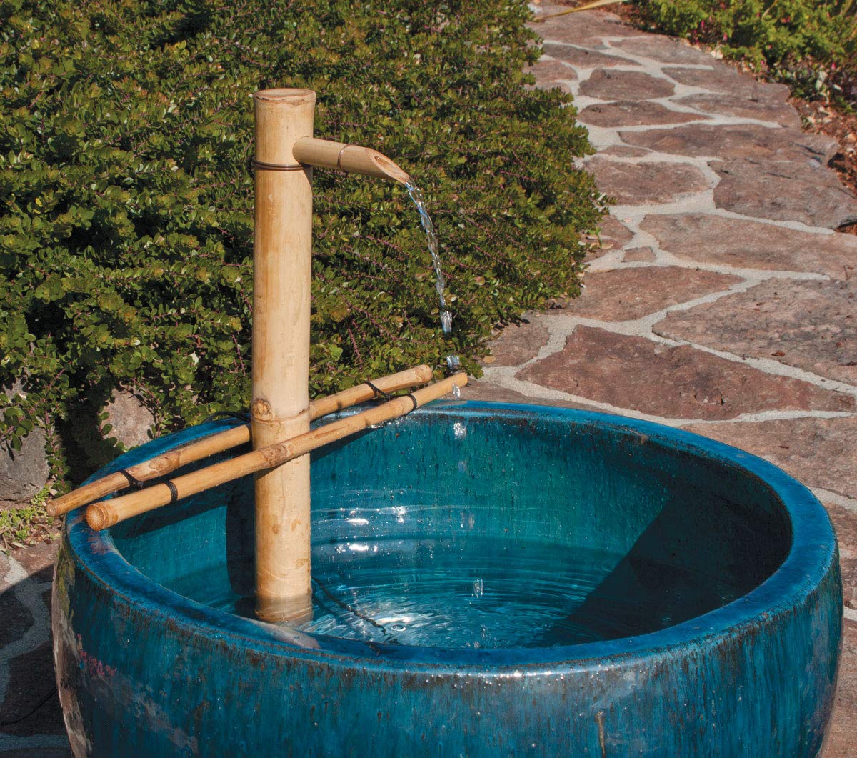 18” Bamboo Fountain Kit – Adjustable Branch Arm Spout with Quiet Pump for Indoor/Outdoor Bowl Fountains – Container Not Included | Natural Bamboo Water Feature for Zen Garden, Patio & Home Décor