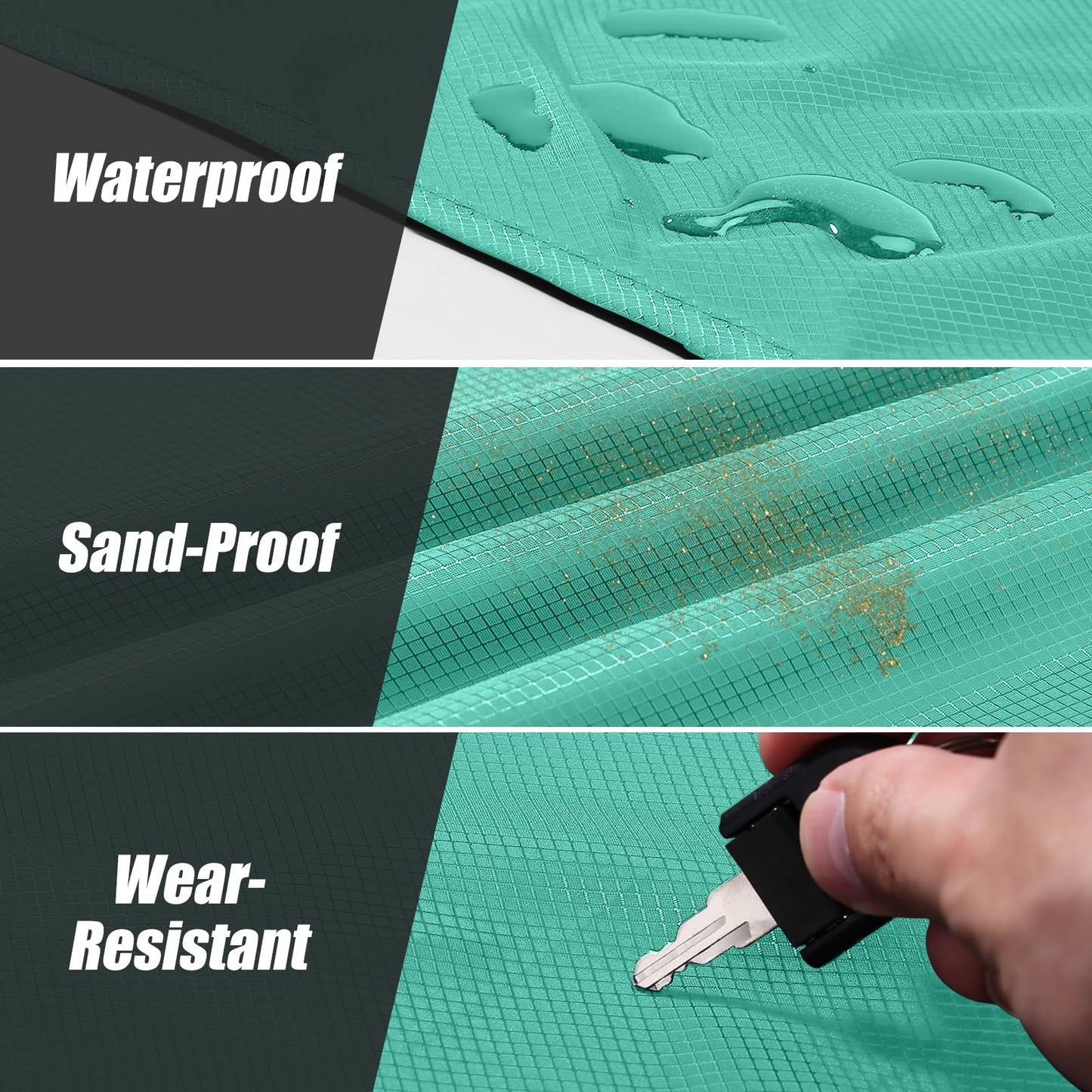 Odoland Beach Blanket Picnic Blanket, 43.3" x 27.5" SandProof Waterproof Outdoor Pocket Blanket with Portable Bag, Foldable Lightweight Sand Free Mat for 1 People Hiking, Camping, Travel, Light Green