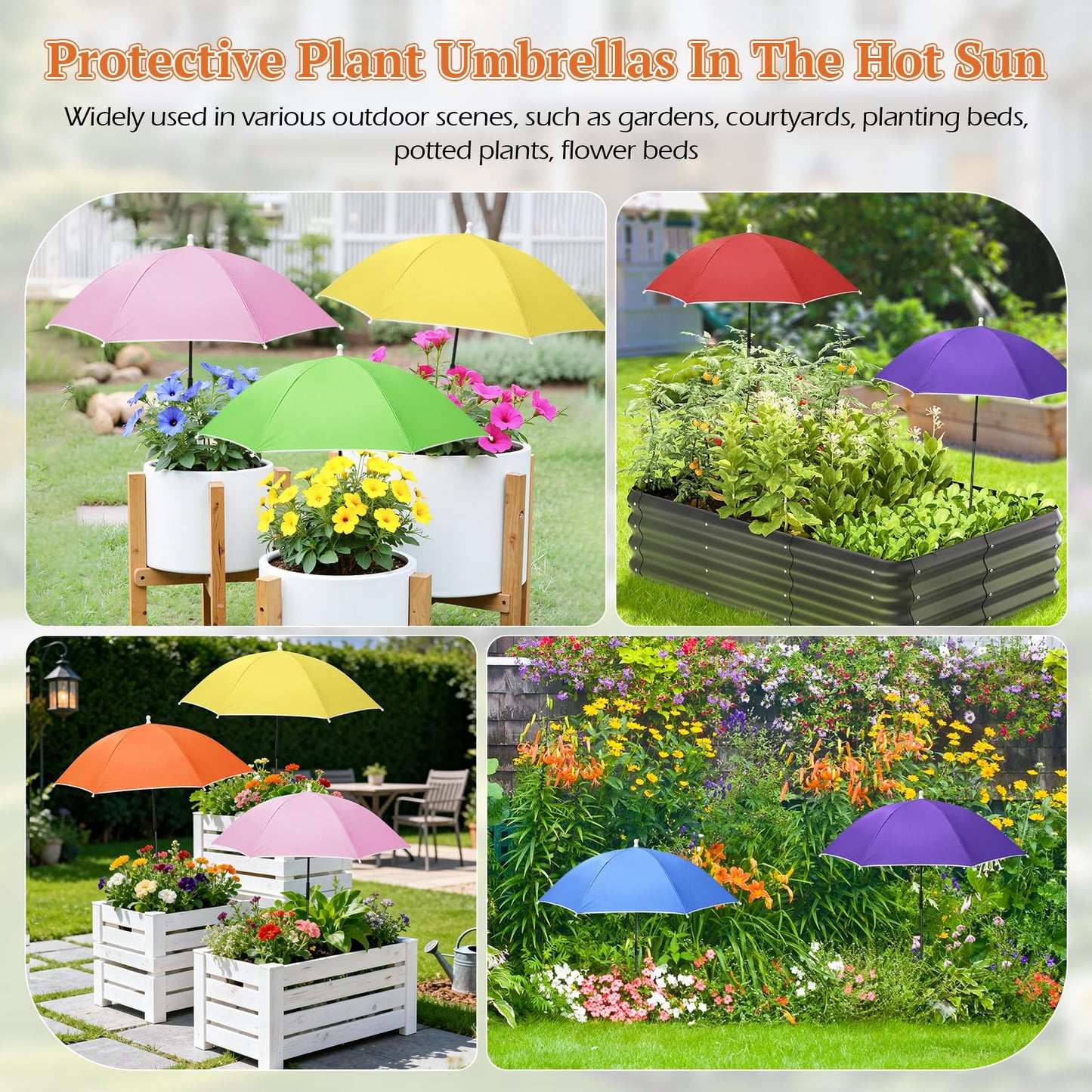 Tryly Plant Umbrellas for Outdoor Plants, Garden Umbrella Shade for Potted Plants and Garden Beds, Provide Shade to ‌Defend Plants From Blazing Sun (1Green 1Yellow)