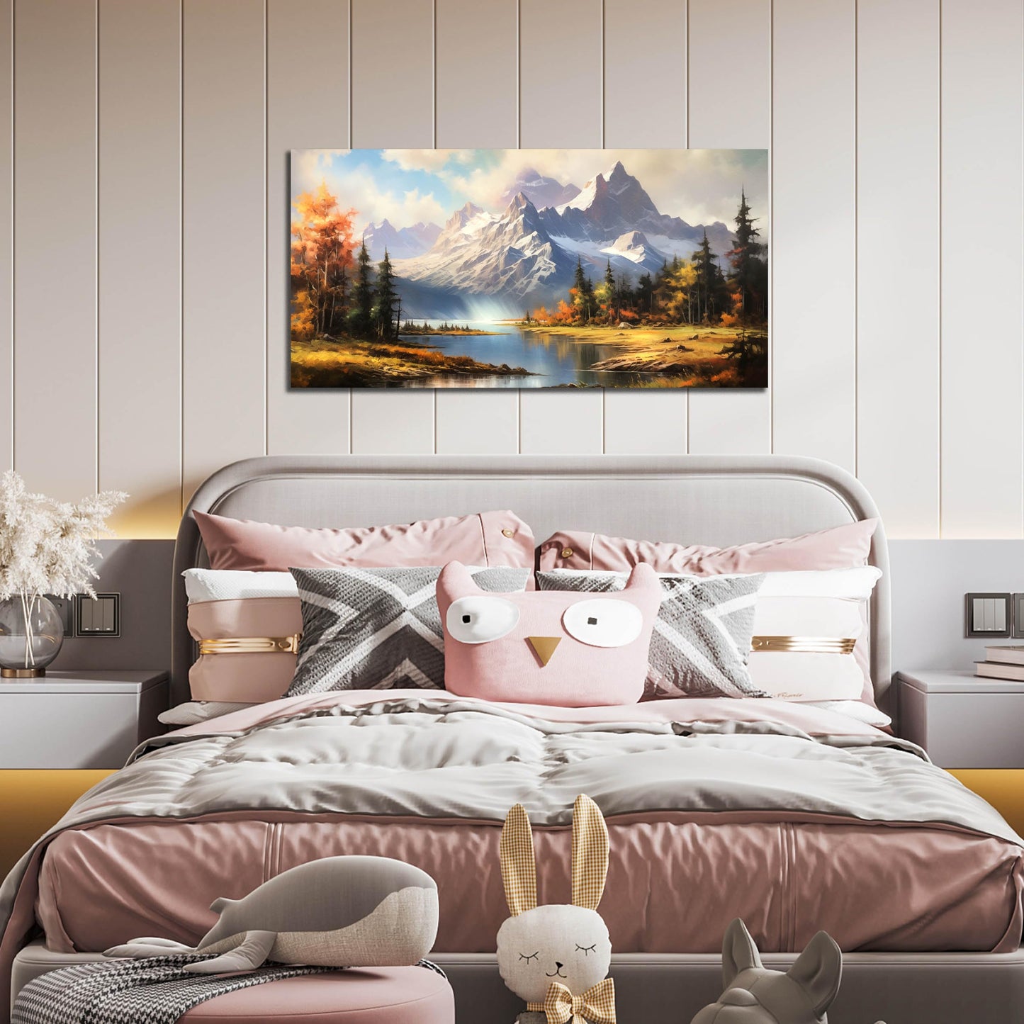 Mountain Wall Art for Living Room Bedroom Office Nature Wall Art Large Mountain Lake Forest Landscape Pictures Modern Artwork Framed Wall Decor Canvas Prints 20x40 Inch