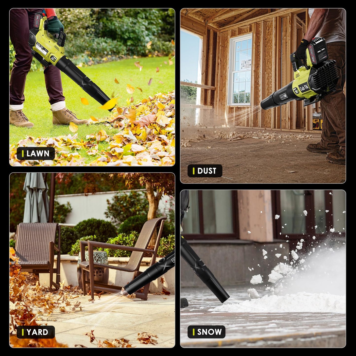 Leaf Blower Cordless with 2x4.0AH Batteries and Charger 580CFM 160MPH Electric Leaf Blower 2 Speed Mode Lightweight Battery Powered Leaf Blowers for Lawn Care Patio Garden Yard