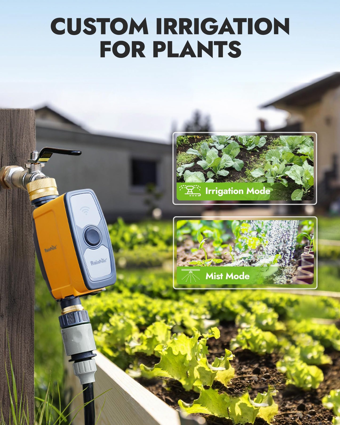 RAINPOINT WiFi Water Timer, Smart Hose Timer for Garden Hose, WiFi Irrigation Controller, Smart Sprinkler System Valve, APP & Voice Control, Weather-Based Automatic Rain Delay, Brass Inlet & Outlet
