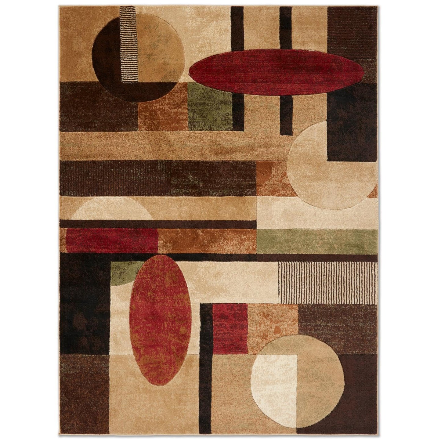 Home Dynamix Tribeca Jasmine Modern Area Rug, Abstract Brown/Green 6'7"x9'10"