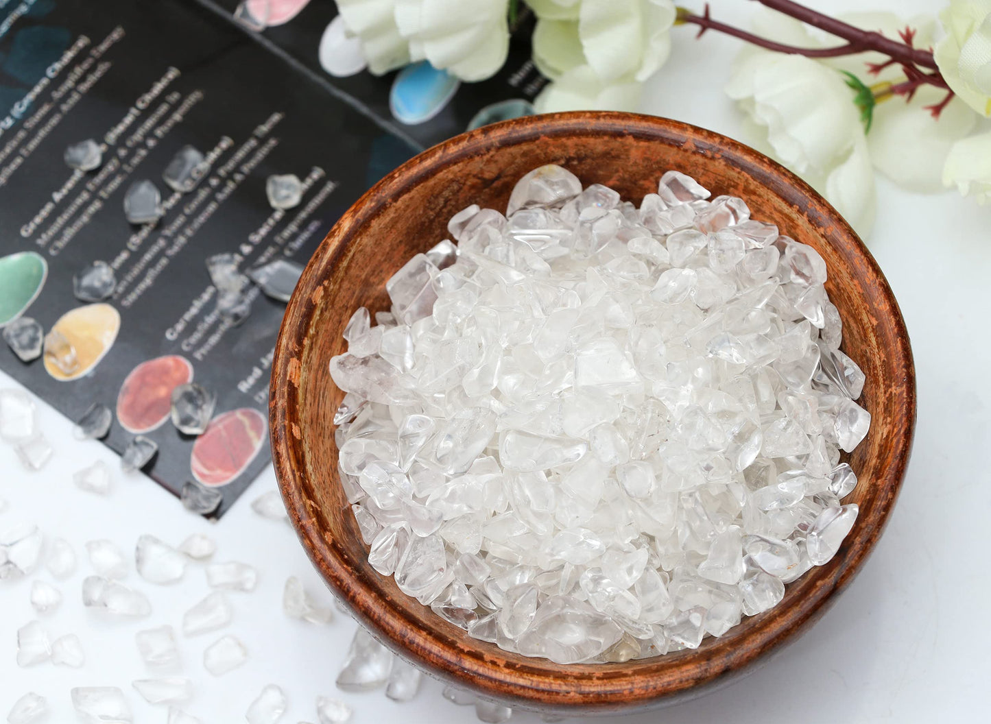 ZAICUS Clear Quartz Crystal Chips Bulk Gemstone Valentine Gift, Healing Crystal Natural Irregular Shaped Crushed Stone Reik Healing Tumbled Chips Crystal Chips for Witchcraft & Jewelry Making 1 Lb