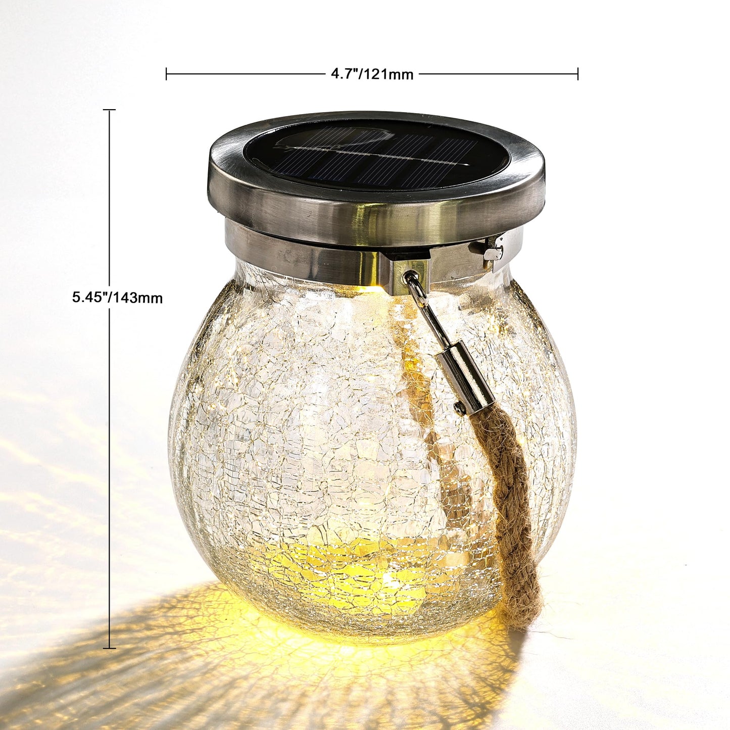 Cooo Christmas Gifts 2 Pack Solar Lanterns Waterproof Outdoor Heavy Crackle Glass a Big Warm LED Stainless Steel Lid 215% Solar for Women Mom Grandma Landscape Path Lights Garden Yard Backyard Decor