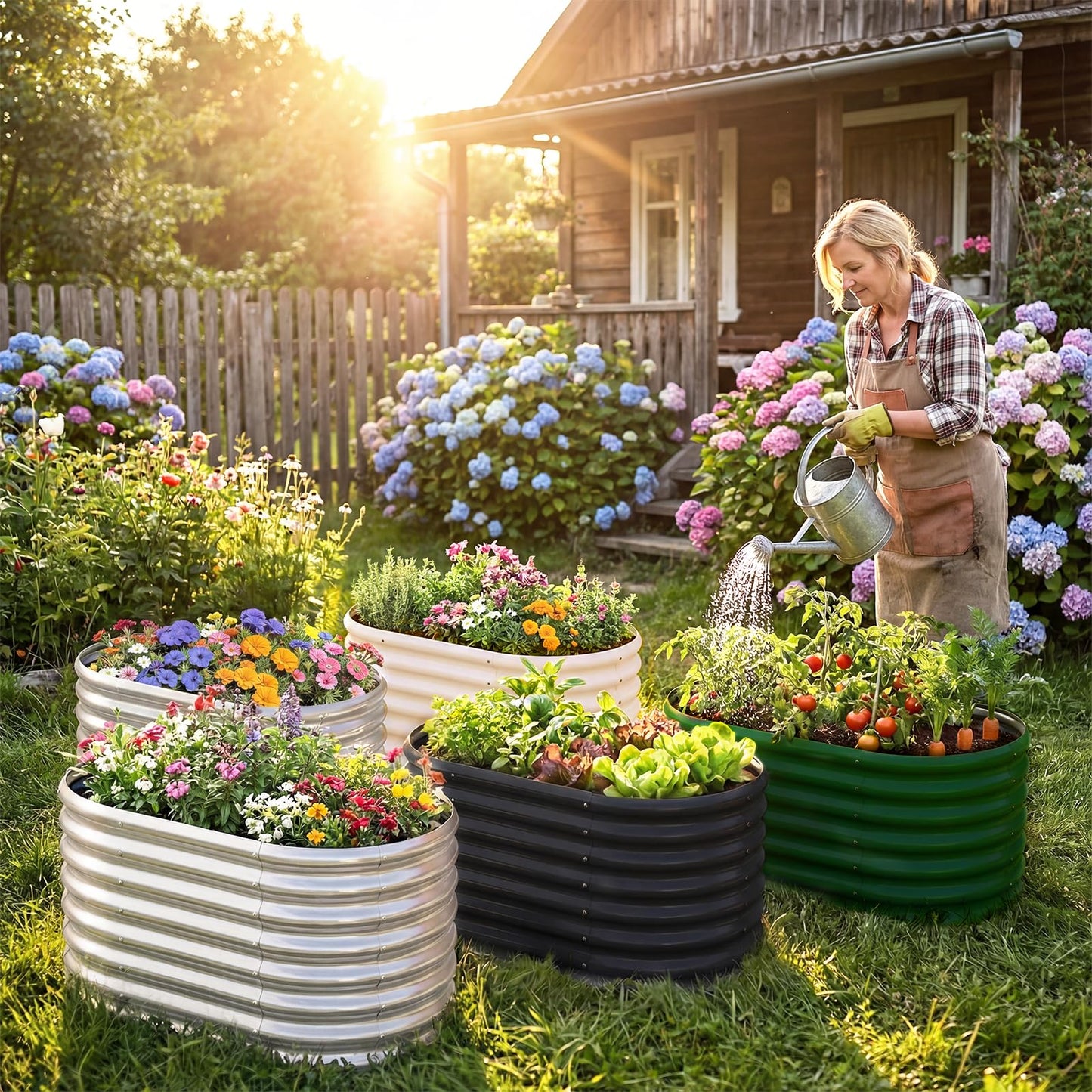 AHEONLAR 3Pack 3x2x2ft Galvanized Raised Garden Beds Outdoor, Oval Raised Beds for Gardening Metal Planter Boxes for Planting Vegetables, Fruit, Herb, Silver