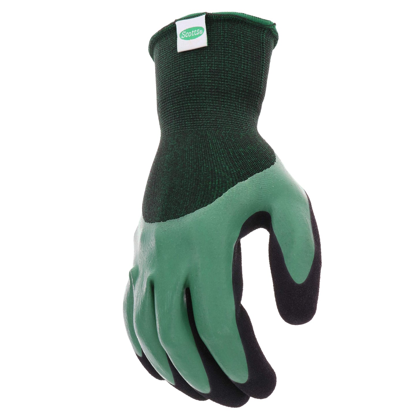 West Chester Scotts Men's Doubled Dipped Latex Work Gloves, Water Resistant, Excellent Grip, Abrasion Resistant, Green/Black, Large, (SC30602/L)