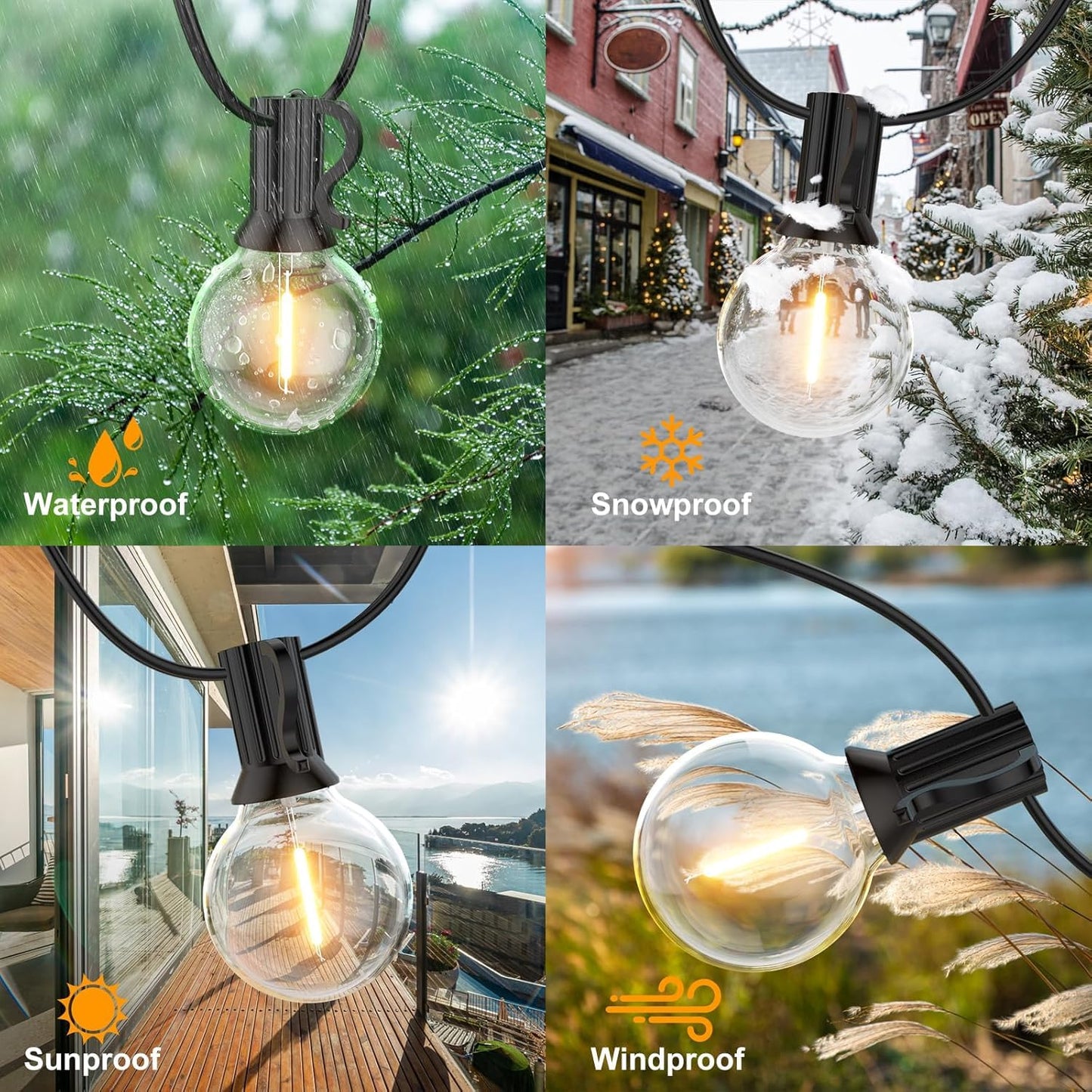 GPATIO Outdoor String Lights, 100FT G40 Bulbs Shatterproof Patio Lights, Waterproof Dimmable Hanging Outdoor Lights, Connectable LED Outside Lights for Backyard Yard Gazebo Porch Party