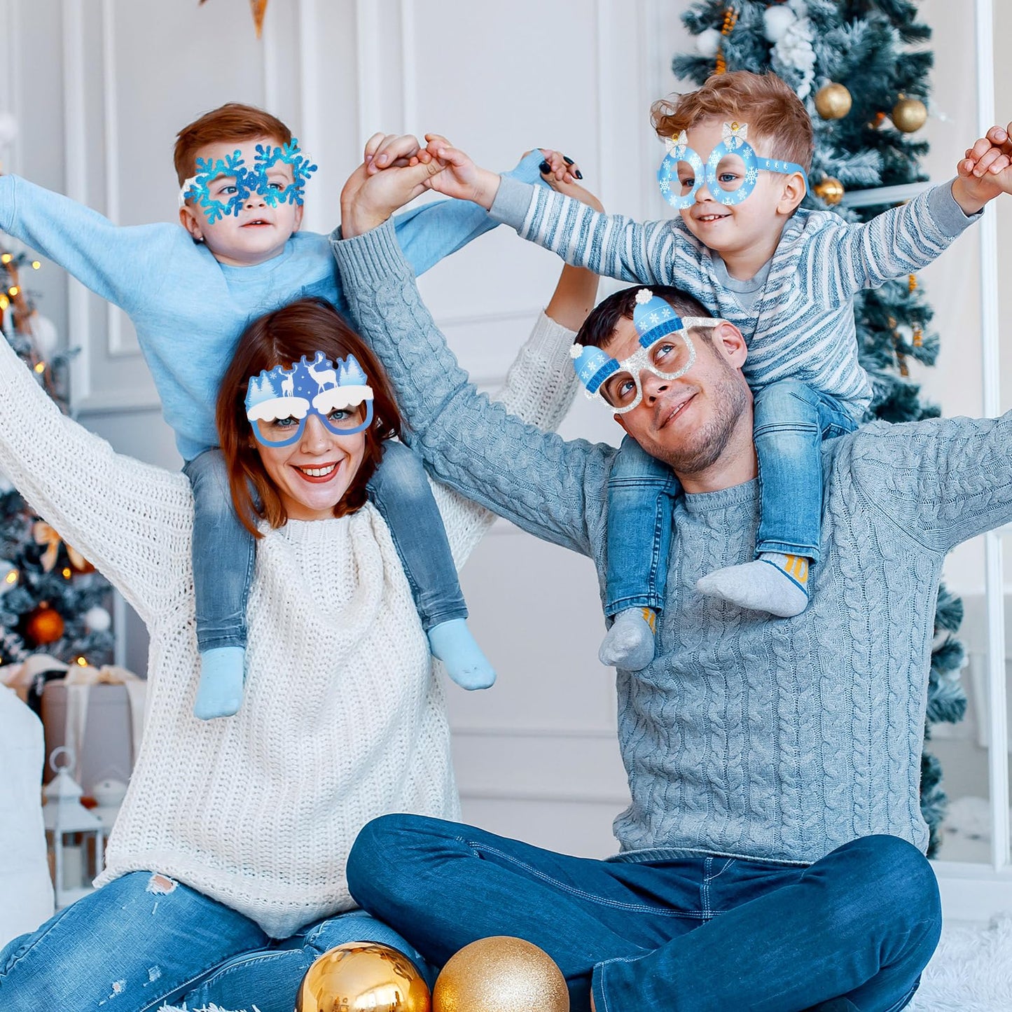 Harrycle 60 Pcs Winter Party Favors Snowflake Paper Eyeglasses Winter Wonderland Party Decorations Photo Booth Props for Christmas Holiday Baby Shower Birthday Supplies