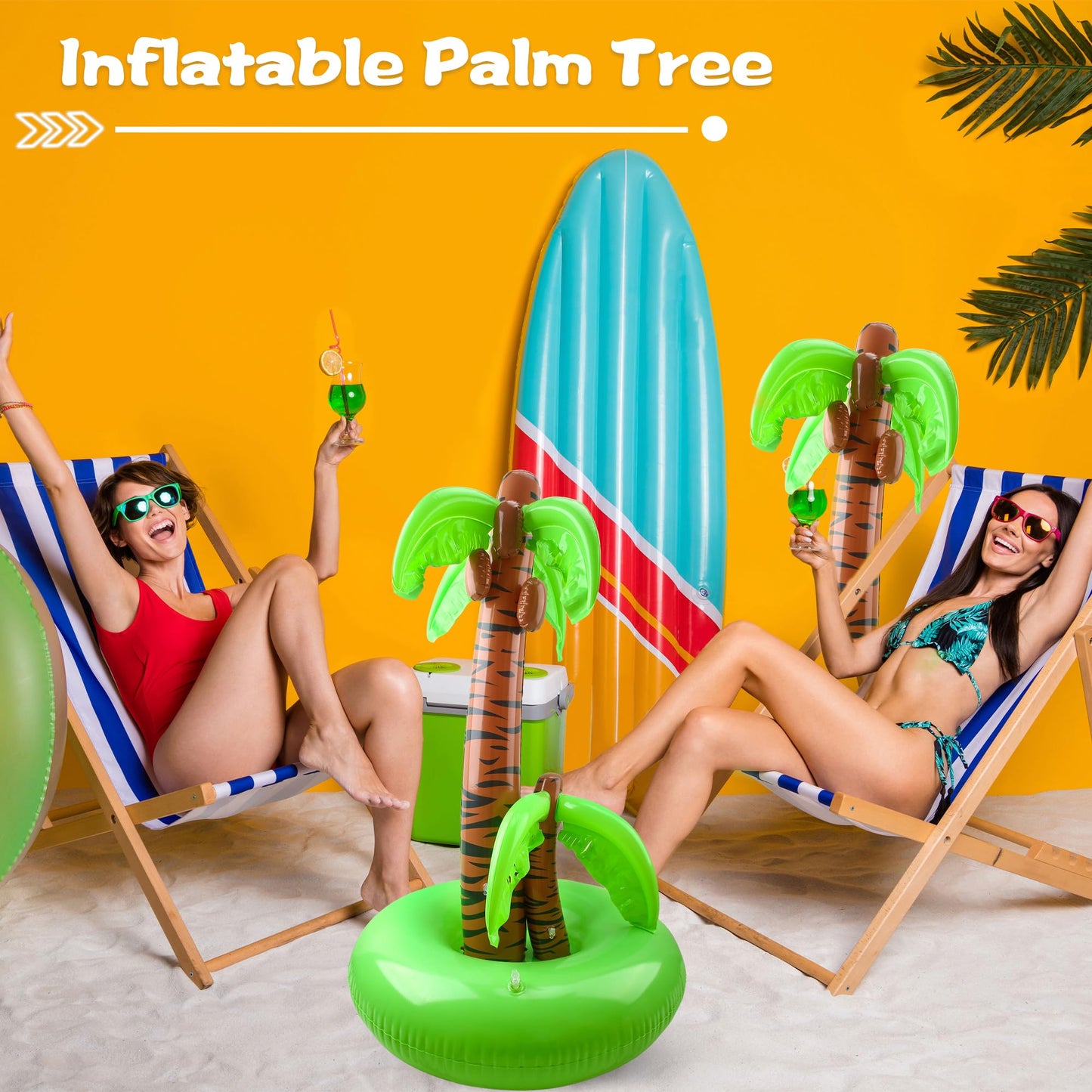 42 Inch Inflatable Palm Trees Blow Up Palm Trees Jumbo Coconut Tree for Summer Tropical Beach Pool Party Hawaiian Party Decoration