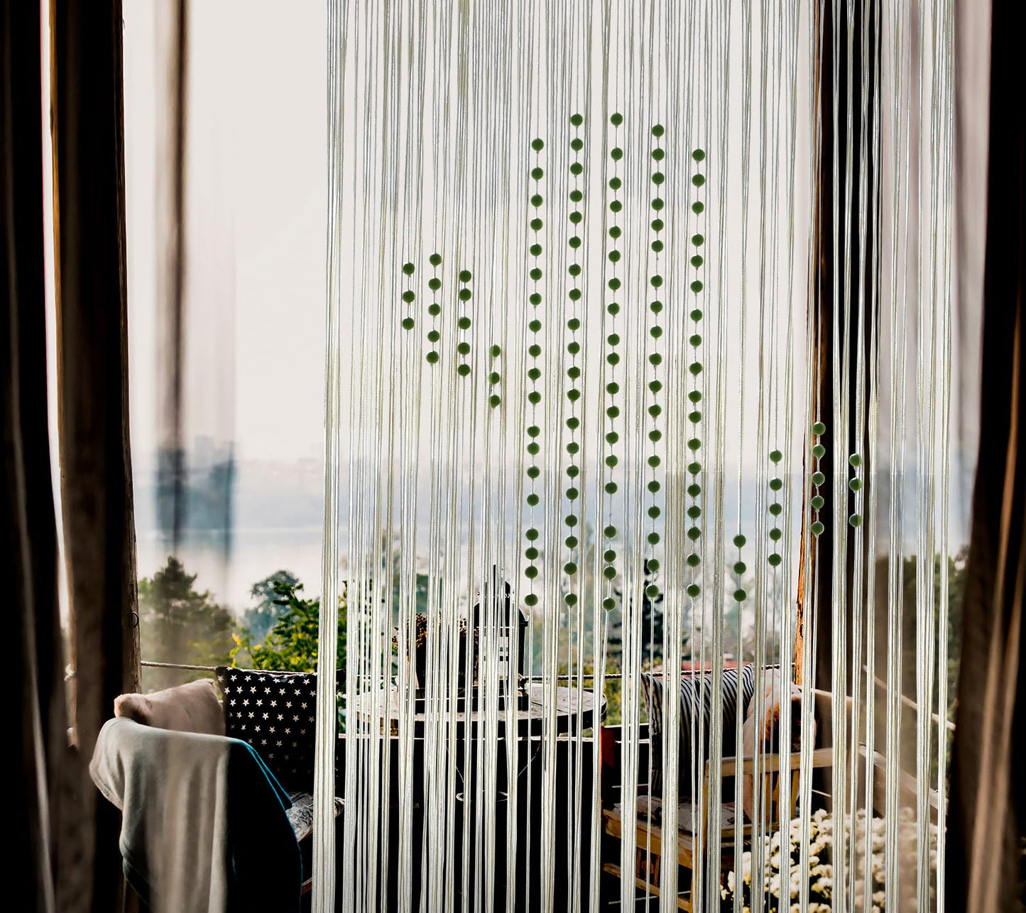 Flber Macrame Curtain Boho Window Curtain Doorway Macrame Wall Decor Yarn Art Moder Bedroom Headboard Decor,31" W x 70" L