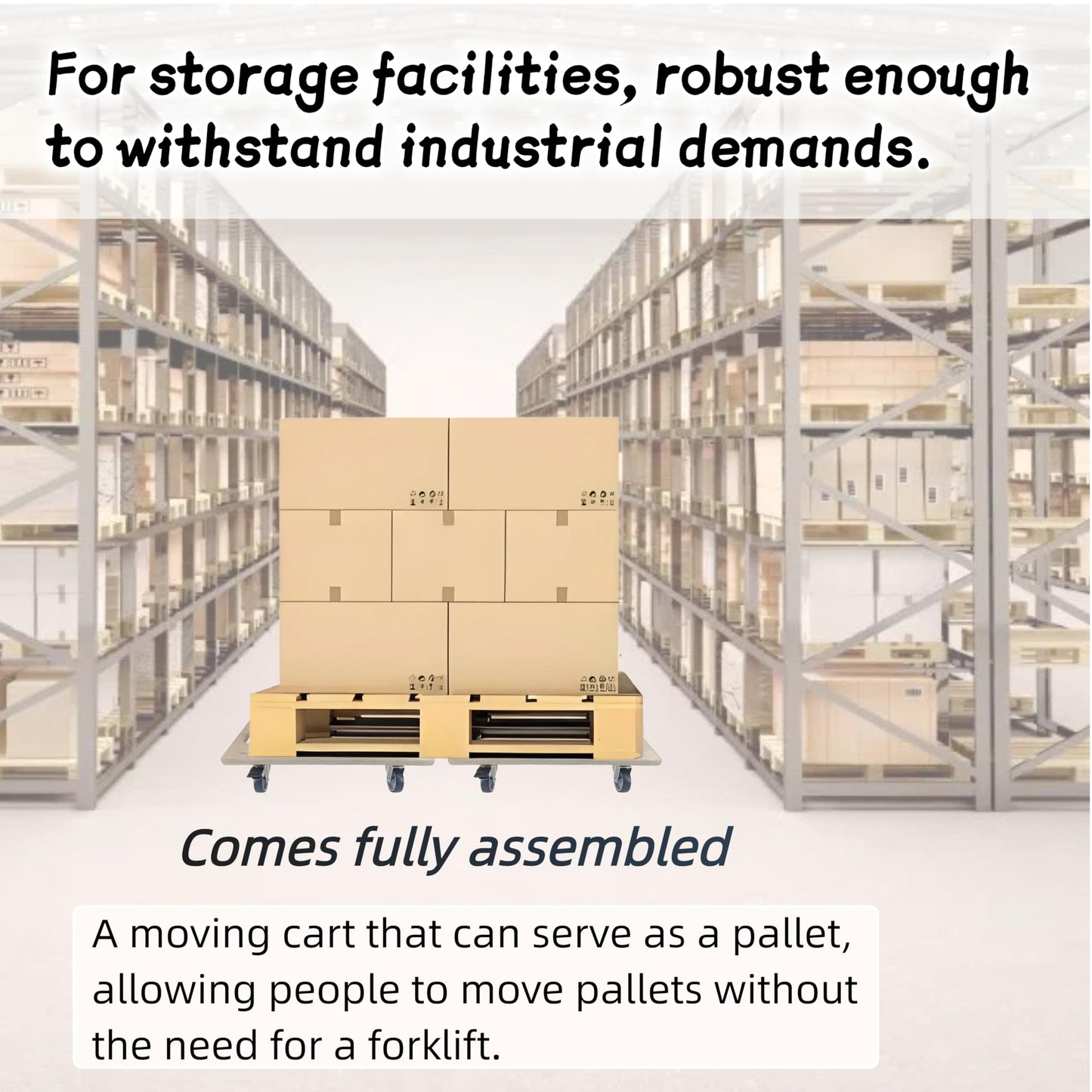 HBFBDRCT Furniture Dolly 4 Wheels, Furniture Movers, 2 Packs 2200 lb Load Capacity Heavy Duty Real Wood Dolly, Multifunctional Moving cart with 4 Soft Rubber Silent Wheels （2 with Brake+ 2 Without）