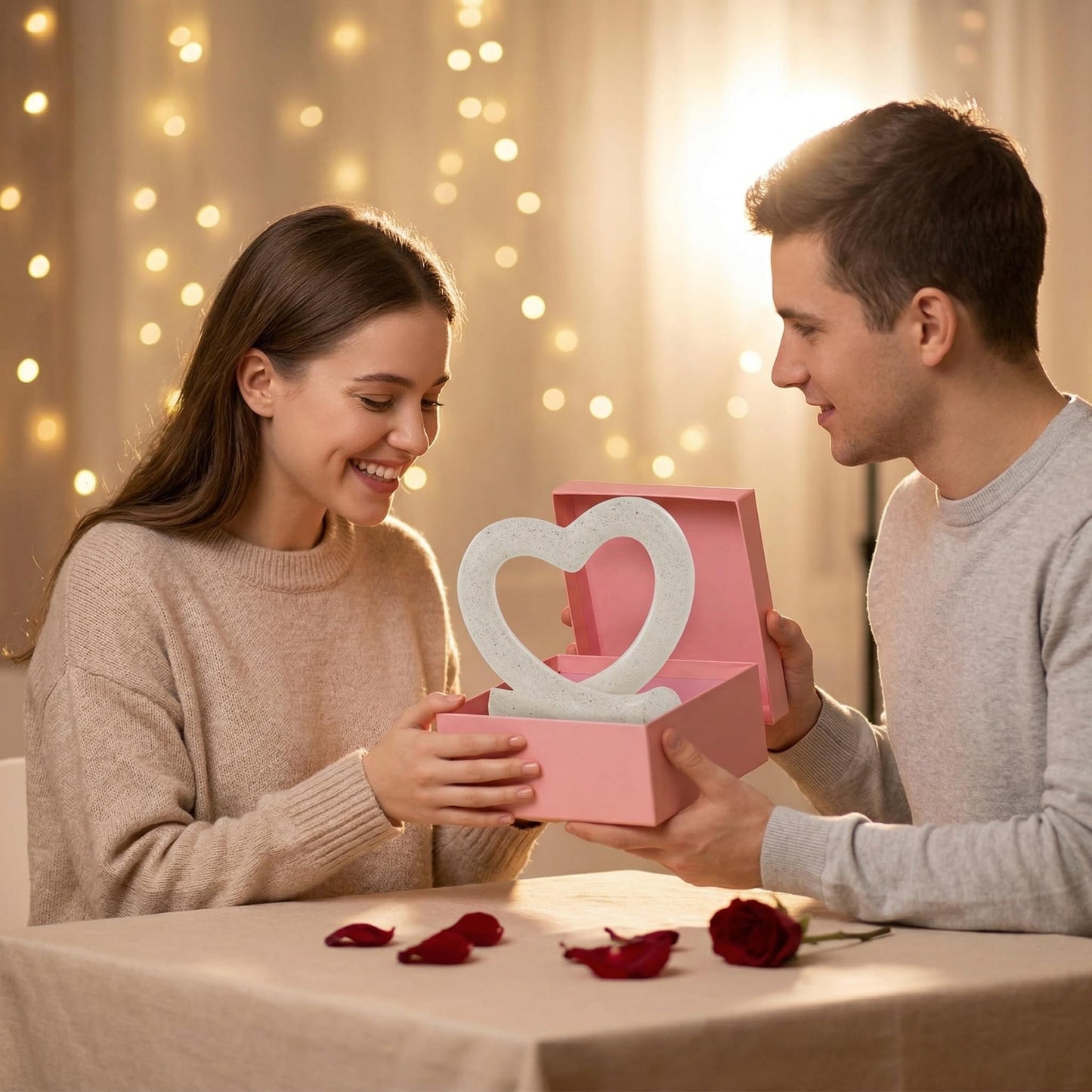 Lescafita Heart Decor Sculpture, Love Heart Statue Minimalist Modern Home Decor for Living Room Bedroom Desk Shelf Coffee Table, Romantic Meaningful Gift