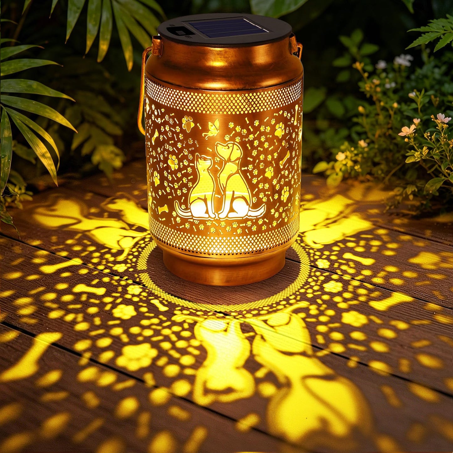Dog Solar Lanterns Outdoor Waterproof Garden Decor, Dog Gifts for Mothers Day Women Mom Grandma Birthday, Metal Sunflower Hanging Solar Lights for Outside Yard Patio Pathway Backyard Porch