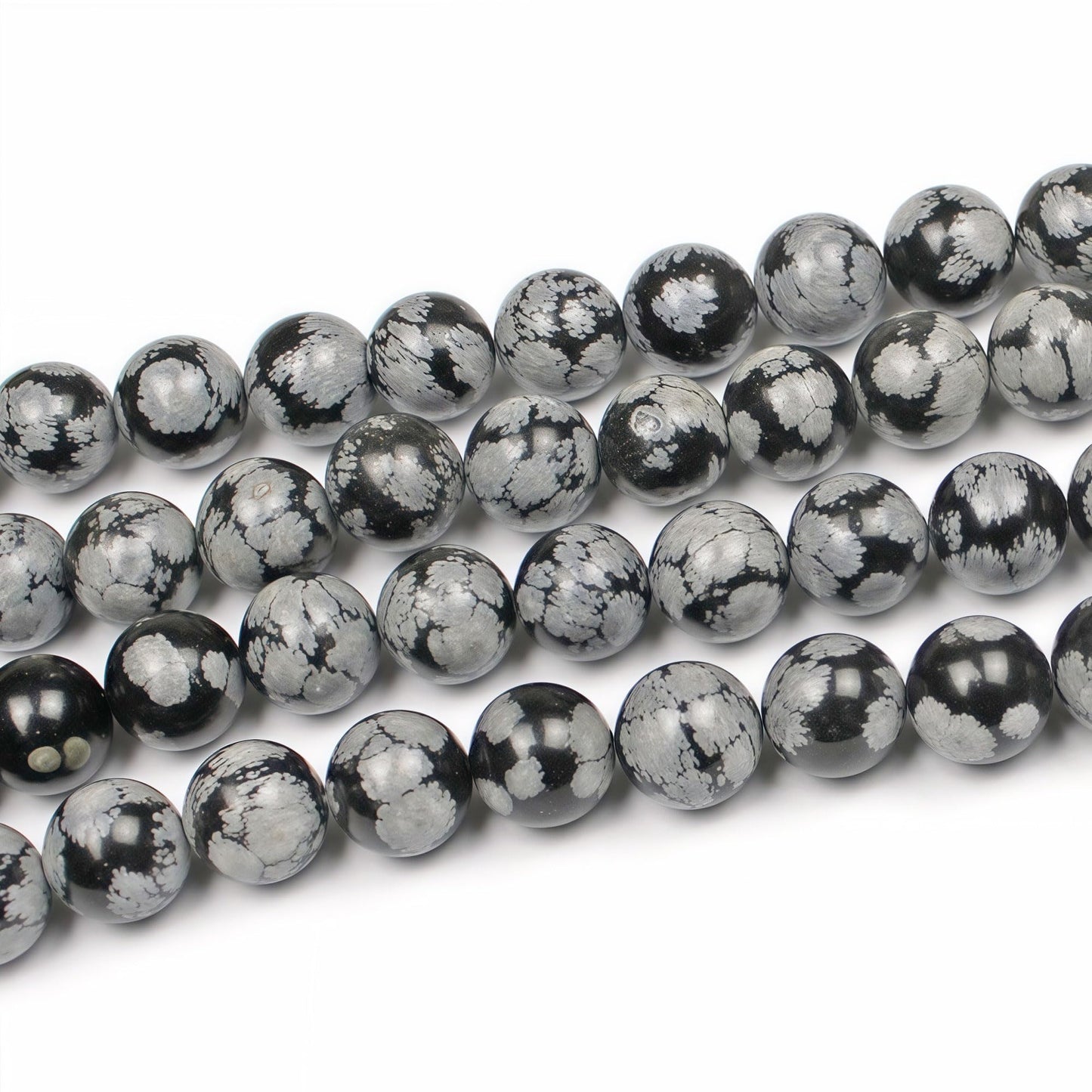 MJDCB Snowflake Obsidian Beads Round Natural Stone Beads for Jewelry Making DIY Bracelet (6mm)