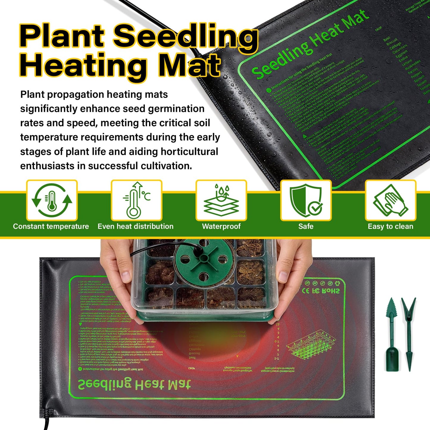 KEOHOLI Seed Starter Kit with Grow Light and Heat Mat, 6 Pack 12-Cell Seedling Trays with LED Panels, Adjustable Timer & Dimmer Indoor Plant Propagation Station for Herbs, Vegetables, Flowers