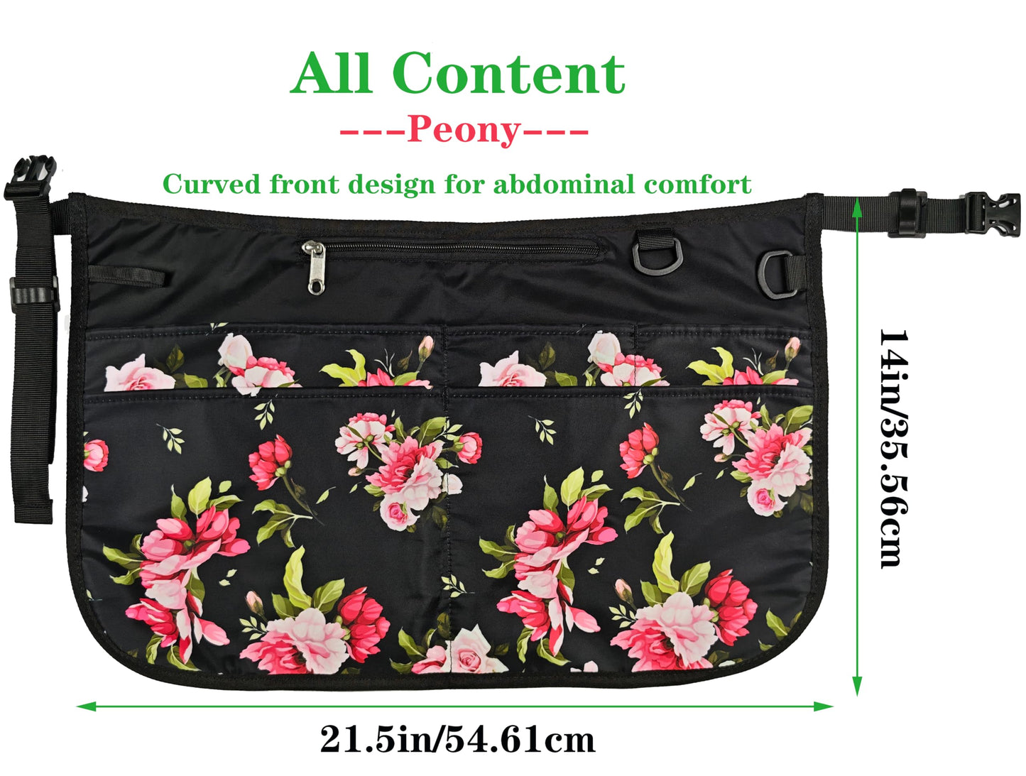 Bafelia Garden Apron for Women with 6 Pocket,Half Florist Apron (Peony)