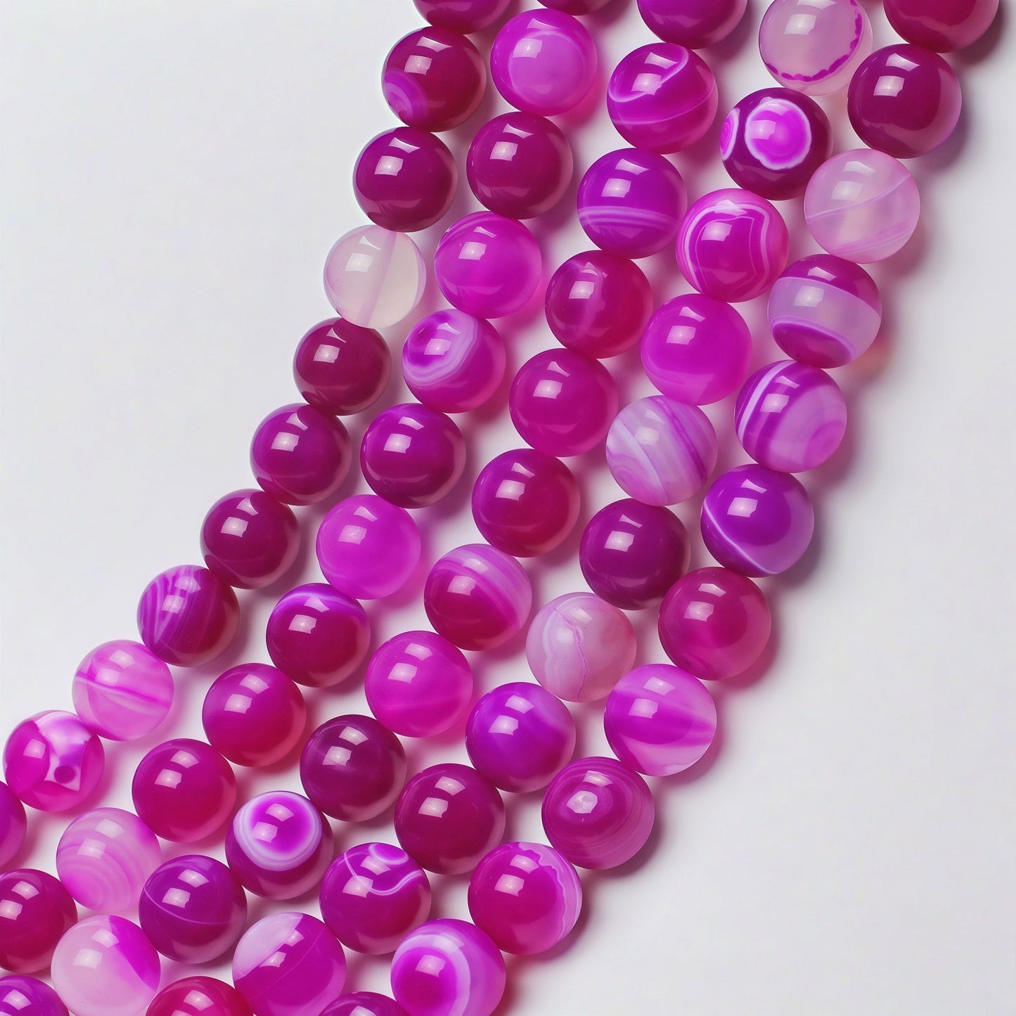 MJDCB Natural Stone Beads Rose Red Stripe Agate Round Loose Beads for Jewelry Making DIY Bracelet Necklace (6mm)