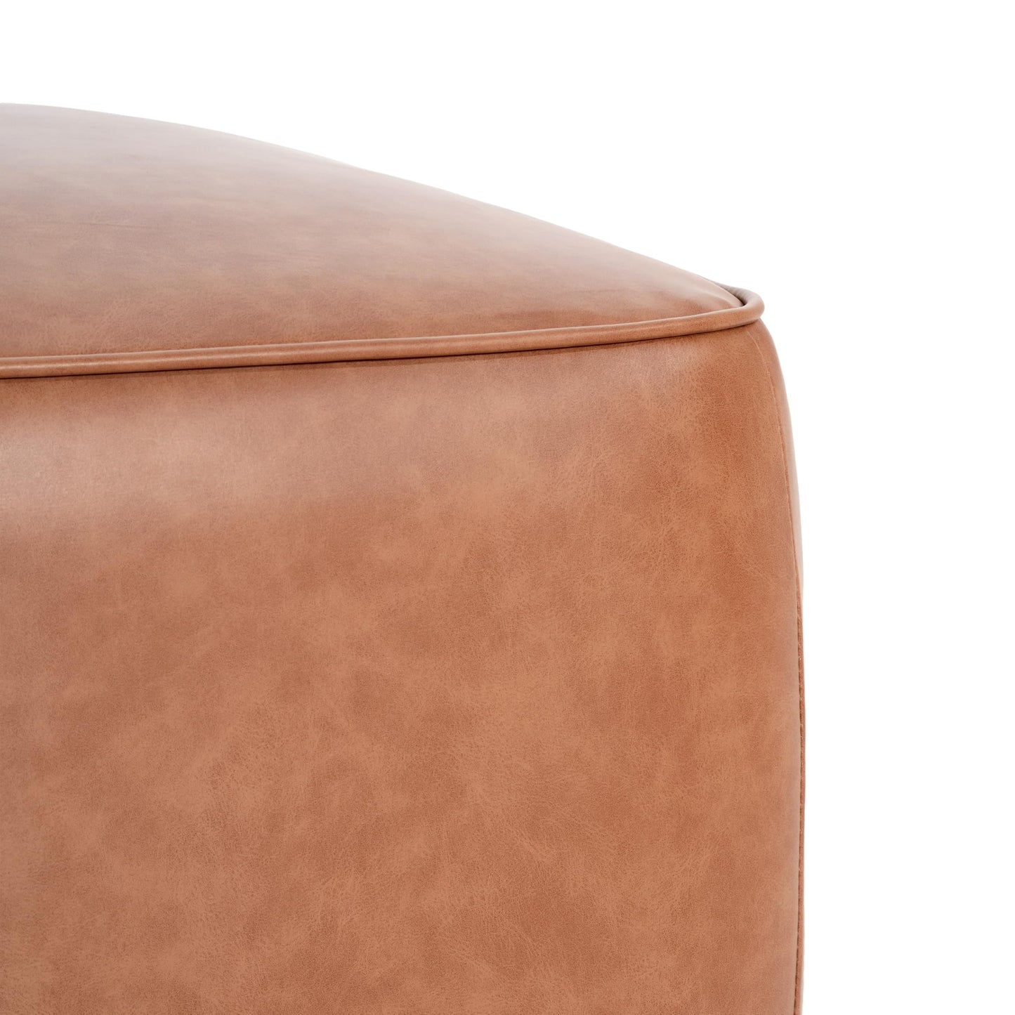 Christopher Knight Home Ellis Faux Leather Pouf Ottoman Foot Rest, Square PU Pouffe Ottoman Footstool, Living Room Sofa Couch Extra Seat, Modern Coffee Table for Home Office Bedroom, Tan Brown