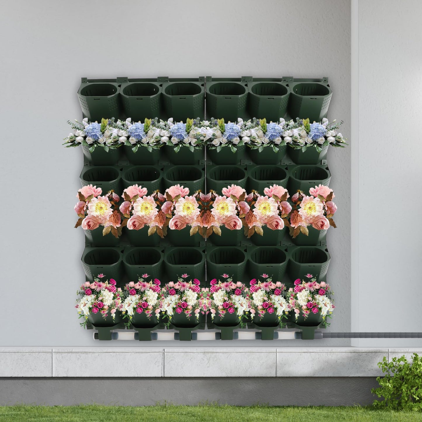 GDAE10 Self Watering Planter Wall Mounted, 36 Pockets Automatic Drip Irrigation System with Timer,Vertical Garden Flower Pot for Balcony,Garden,Home,9.84ft Hose