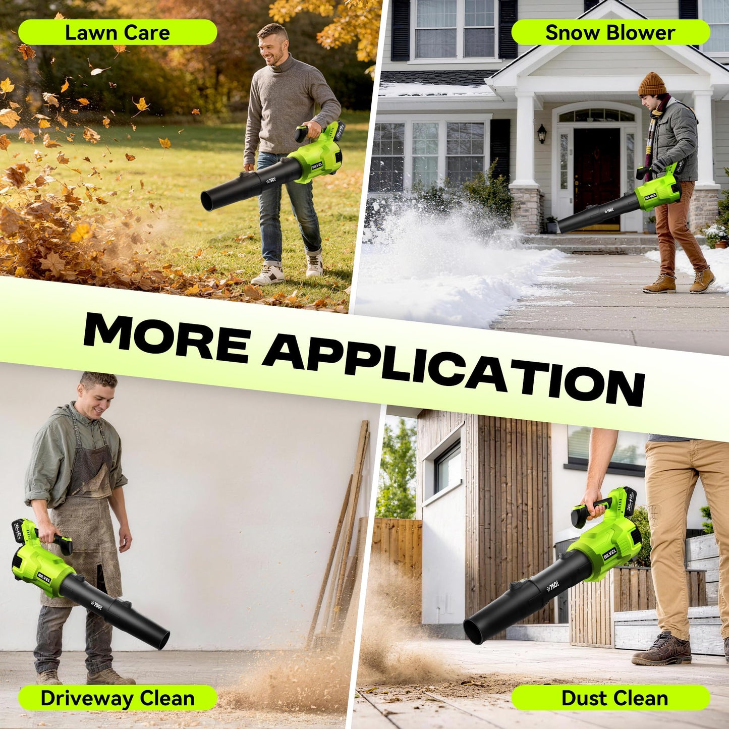 SILVEL Cordless Leaf Blower with 2x6.0Ah Battery and Quick Charger, 750CFM (250MPH) High Power Turbo Leaf Blowers with LCD Screen/Variable Speeds for Lawn Care, Patio, Dust, Blowing Leaves