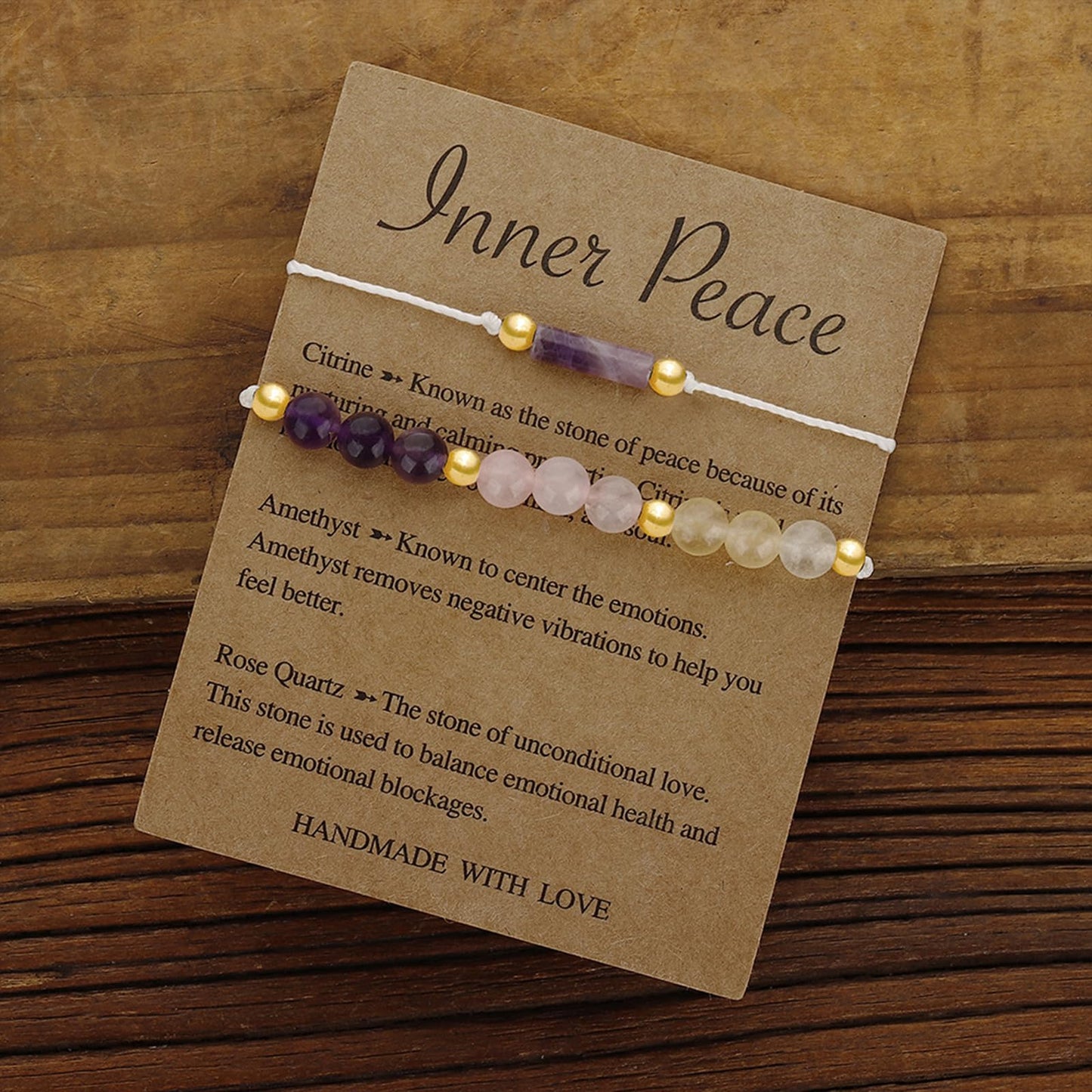 MORIANCE Amethyst, Citrine, Rose Quartz Crystal Bracelets - Spiritual Anxiety Relief & Protection Healing Bracelet for Women & Men