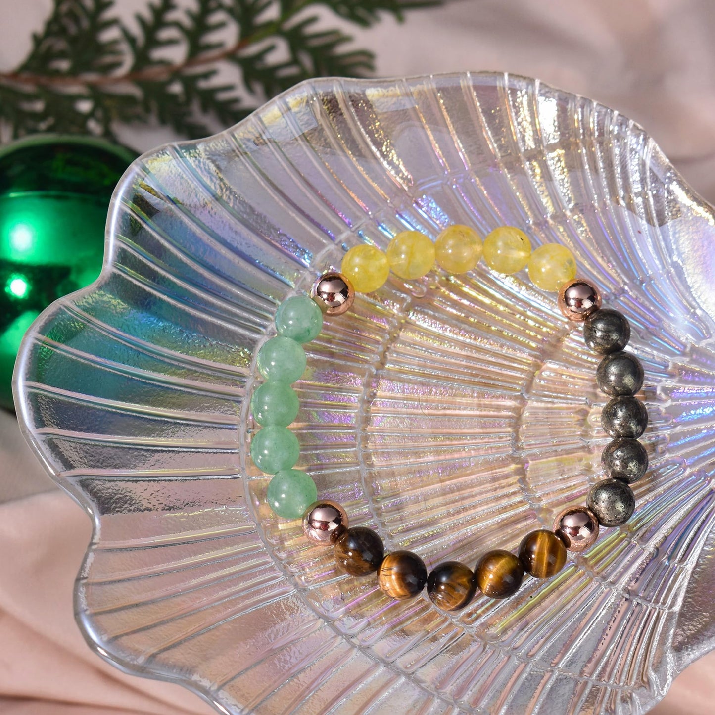 Ayriwoyi Feng Shui Citrine Bracelet Healing Crystal Bracelet For Women Men Green Aventurine Pyrite Tiger Eye Stone Beaded Bracelets Money Attraction