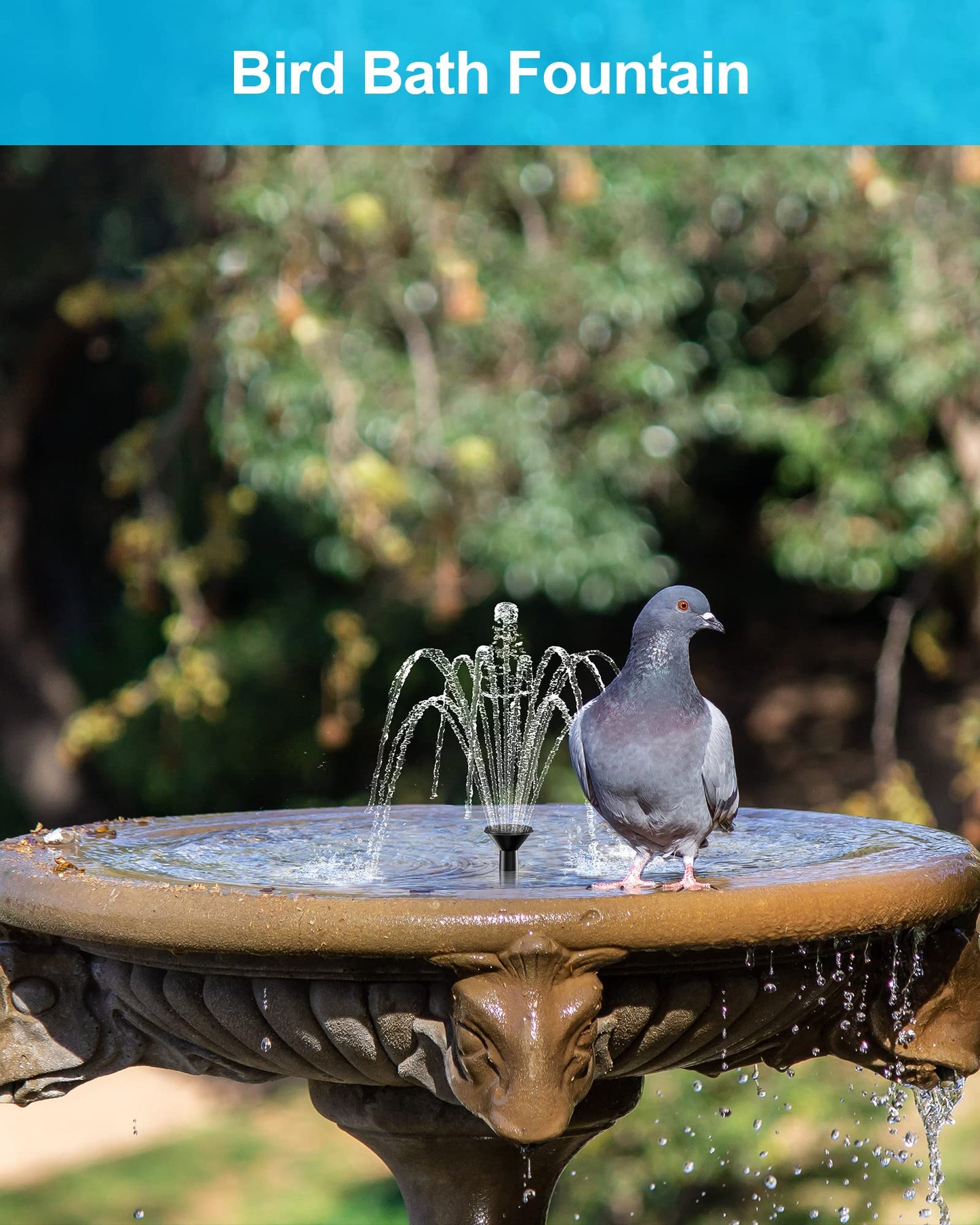 Biling Solar Water Fountain Pump, Solar Bird Bath, Outdoor with Tubing, Solar Powered Fountain Pump for Pond BirdBath, Garden, Pool, Fish Tank,Backyard