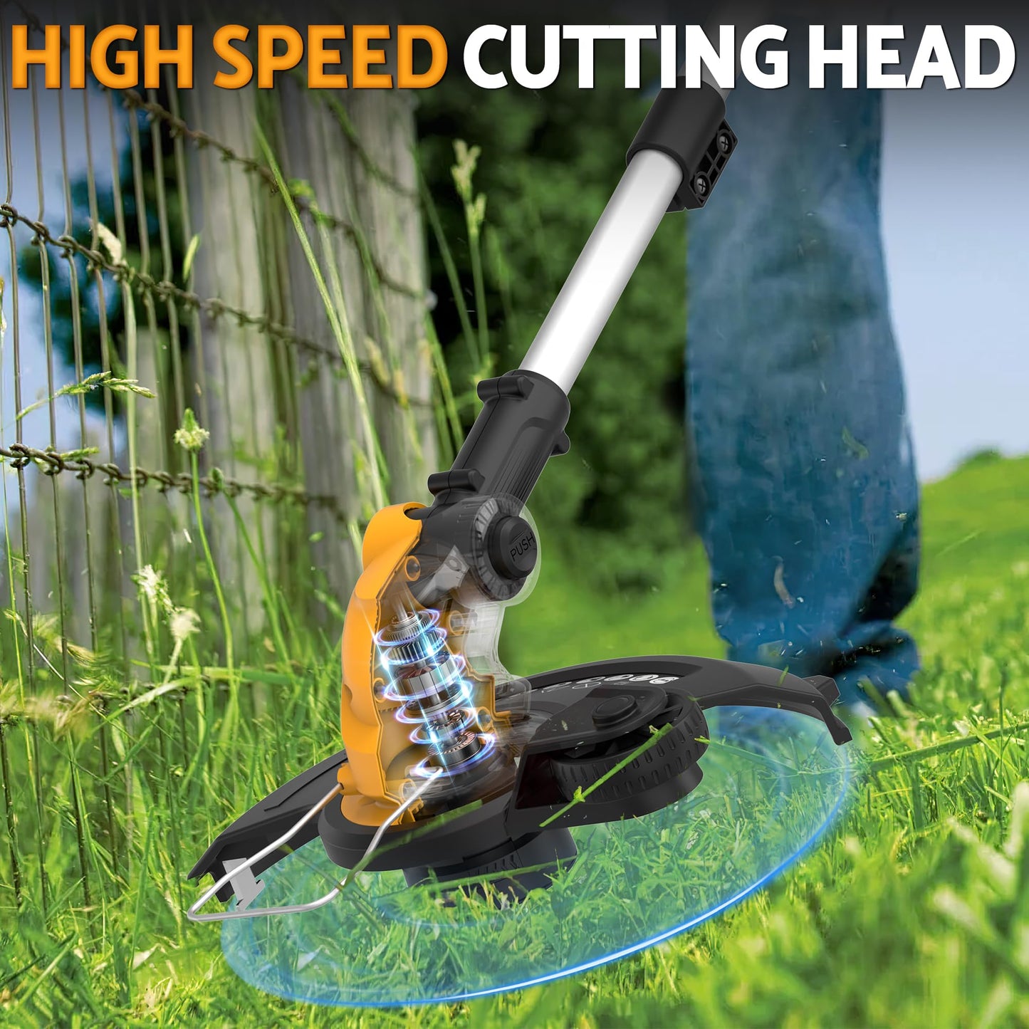 3 in 1 Cordless String Trimmer (No Battery) Compatible with Dewalt 20V Max Battery, 12" Electric Weed Wacker with Auto Line Feed, Foldable Weed Eater/Edger Trimmer/Mower for Yard Garden, Grass Trimmer