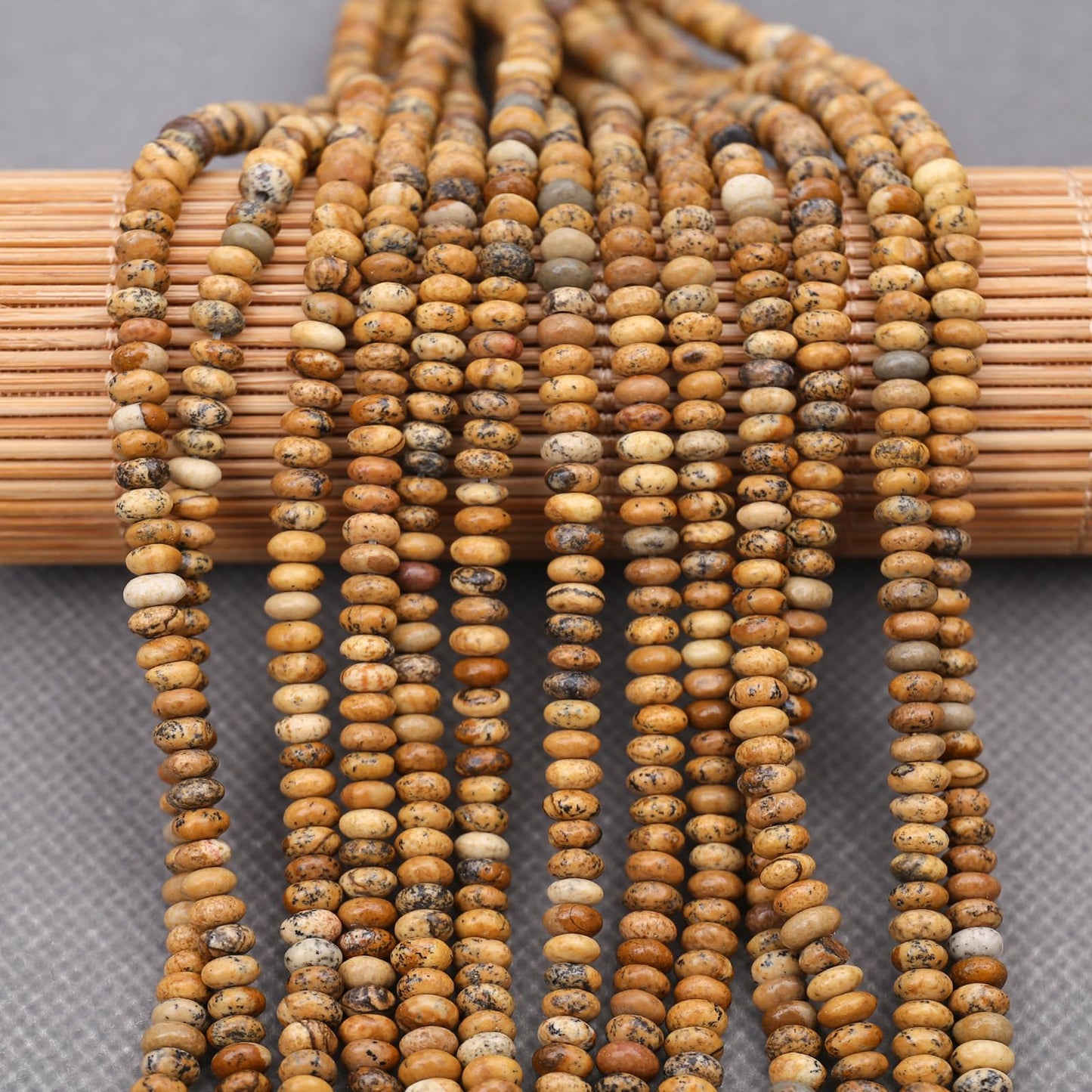 BONNY BOXX 1 Strand (150PCs) Natural 2 * 4mm Picture Jasper Rondelle Beads, Natural Abacus Disk Stone Beads Loose Spacer Gemstone for DIY Bracelet Necklace Jewelry Making