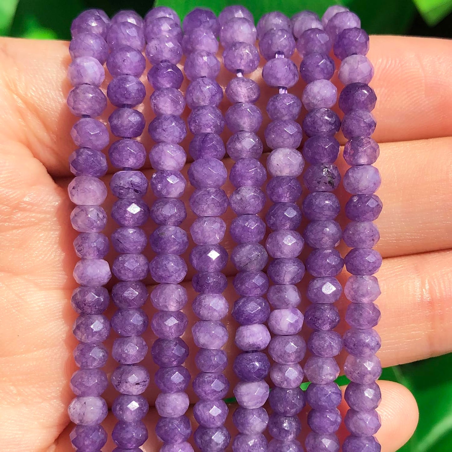 2 String 220PCS 3x5mm Natural Purple Chalcedony Stone Beads for Jewelry Making, Songxi Facted Loose Gemstone Beads for DIY Bracelet Necklace Making Supplies with Energy Healing Chakra Power