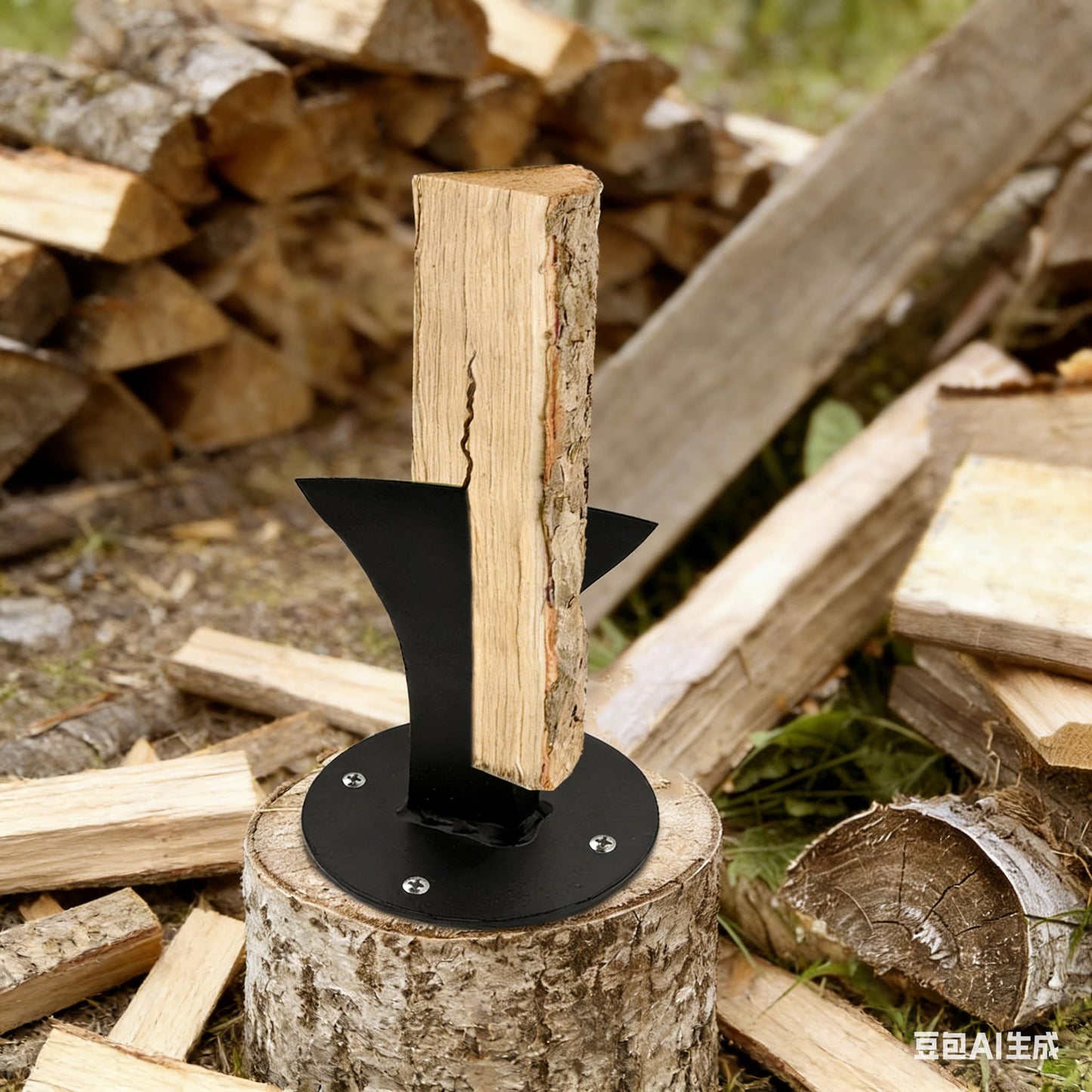 Zhitaoxun Kindling Splitter Log Wedge,Wood Stove Fireplace and Fire Pit,Manual Portable Log Splitter,Wedge Point Head,Black,with Fixed Screws