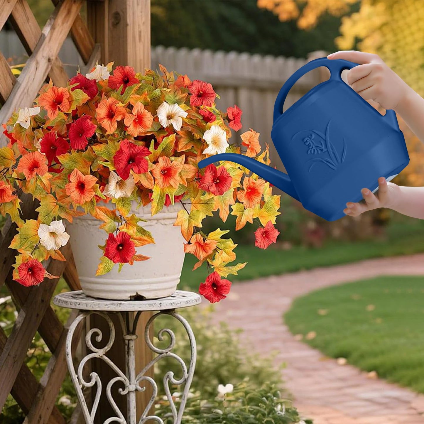 VKPLITE Plastic Watering Can - for Indoor and Outdoor Home Garden Plants - with Long Spout - Blue - 1/2 Gallon