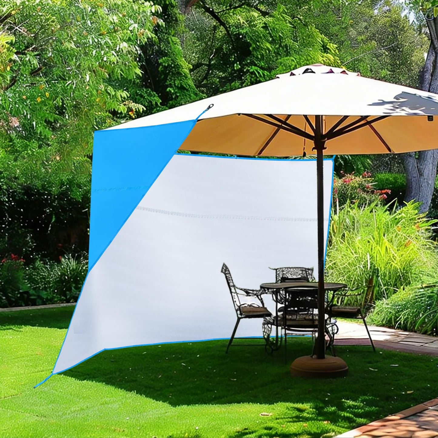 Bylion Large 5.9 x 9.8ft Umbrella Side Shade-UPF50+ Sidewall Accessory for Portable Beach Umbrella Removable Shelter Wall to Block Sun, Wind, & Rain - Waterproof SunWall for Universal Canopy Sunshade