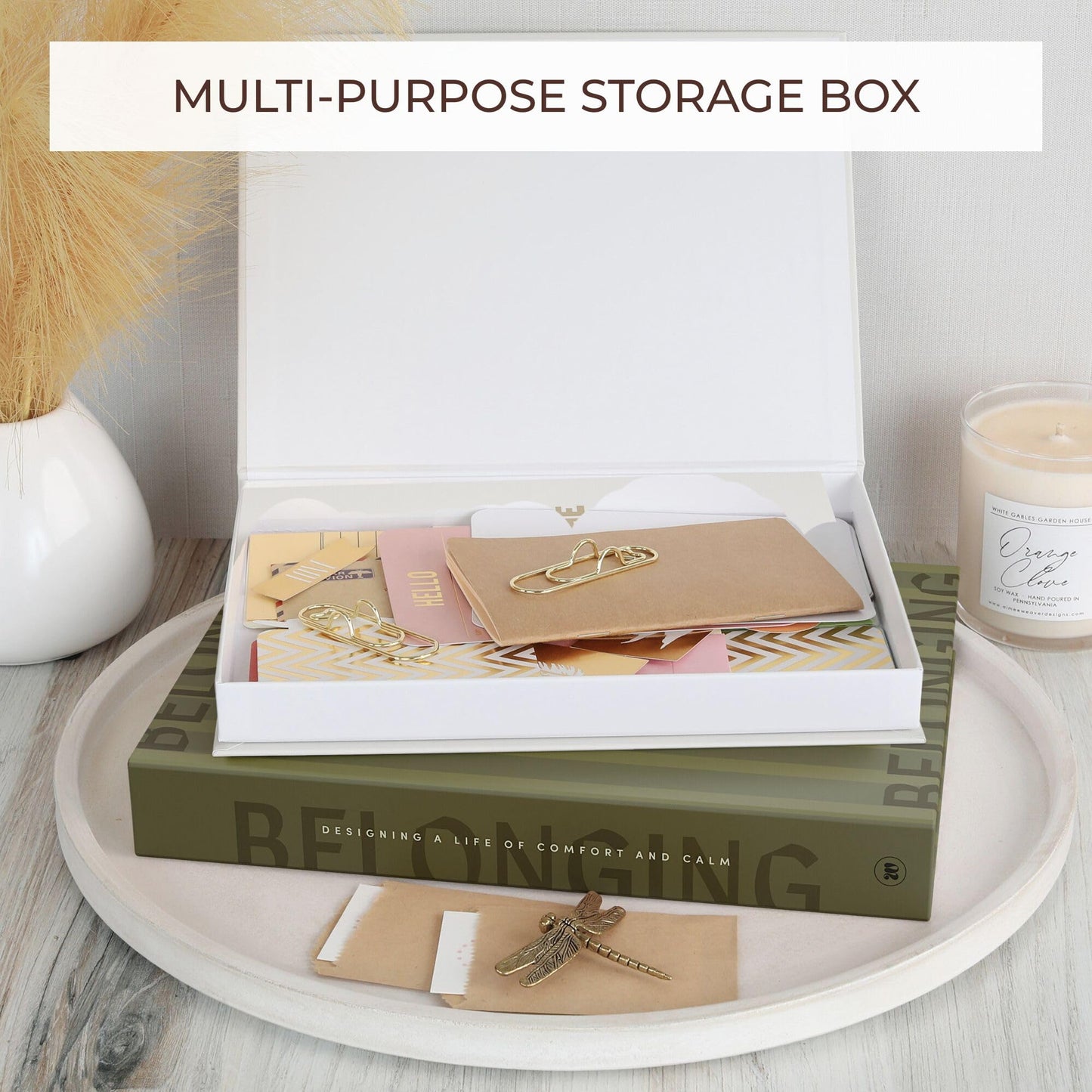 Beautiful Decorative Books - Set of 2 Boxes Enhance Your Coffee Table, Bookshelf or Mantel Shelf Decor - Aesthetic Fake/Faux Books for Modern Home Decoration, Photo Storage and as a Keepsake Box
