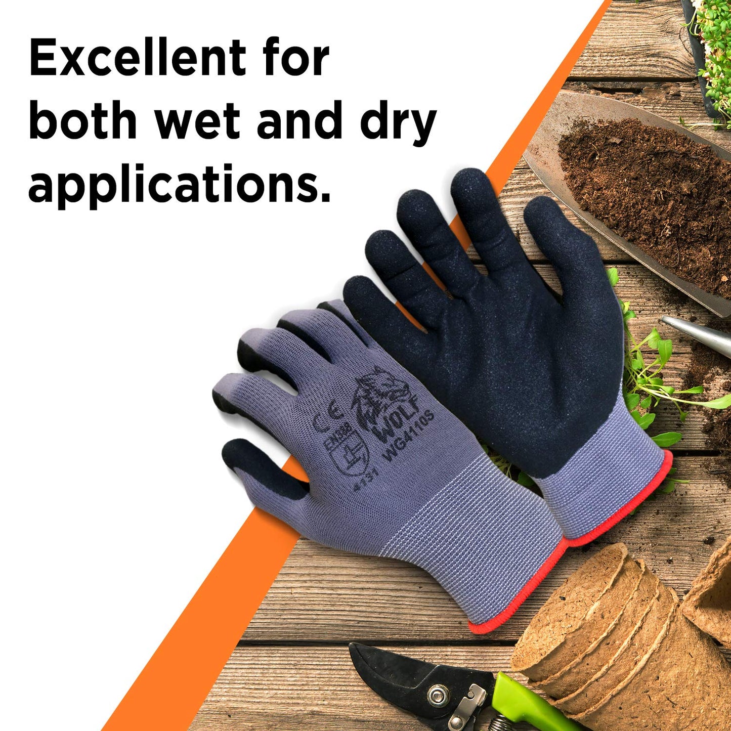 WOLF 13-gauge Ultra-Thin Nitrile Foam Coated Palm Grip Glove Multi-Purpose (12, Small)