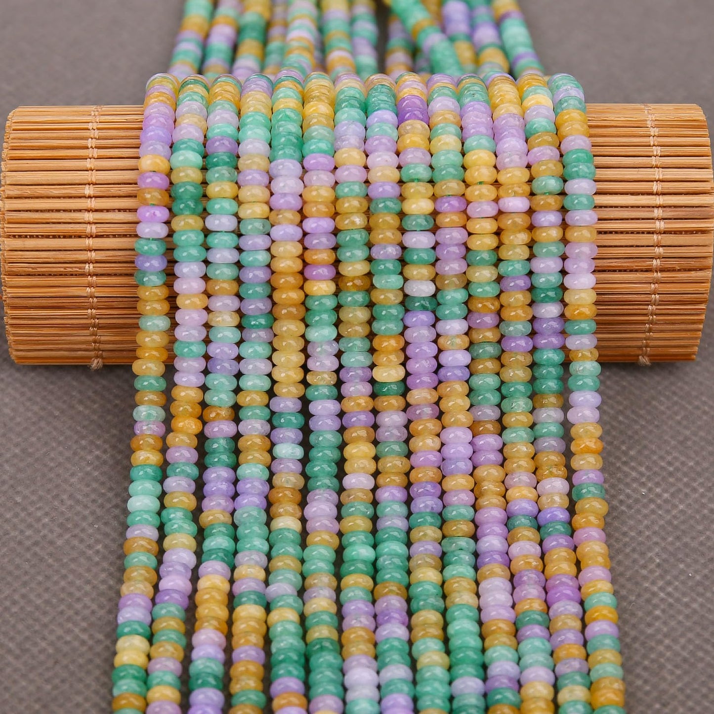 BONNY BOXX 1 Strand (150PCs) Natural 2 * 4mm Colorful Rondelle Beads, Natural Abacus Disk Stone Beads Loose Spacer Gemstone for DIY Bracelet Necklace Jewelry Making