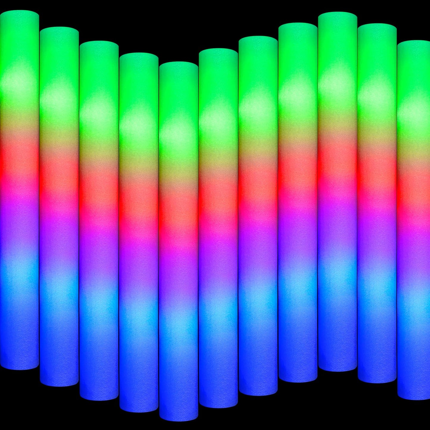 SHQDD 70PCS Foam Light Up Sticks, Glow in the Dark Party Supplies with 3 Colorful Flashing Modes, LED Foam Glow Sticks Bulk for Wedding, Concert, New Year, Halloween, Christmas, Raves, Birthday