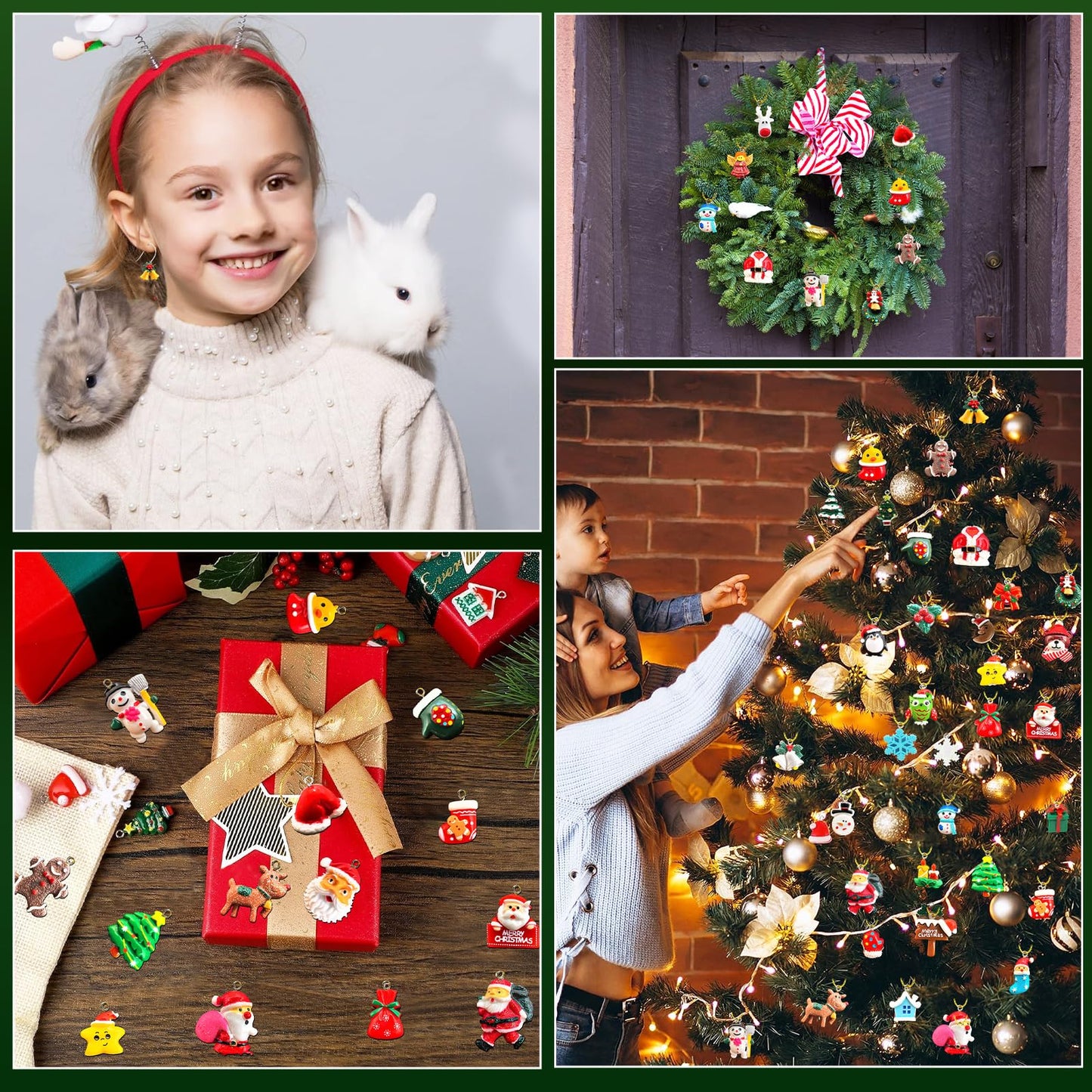 42 Pcs Mini Christmas Ornaments Miniature Small Resin Christmas Tree Ornaments for Mini Tree Hanging Decorations Tiny Christmas Figurines Bulk for Craft Holiday Christmas Decor Gift