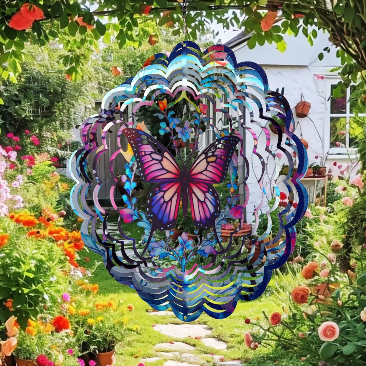 Wind Spinners Outdoor Butterfly -Birthday Gifts for Women Mom, Hanging Wind Sculptures Wind Spinners, 12 inch 3D Wind Spinner for Garden Decor for Outside, Garden, Patio, Yard