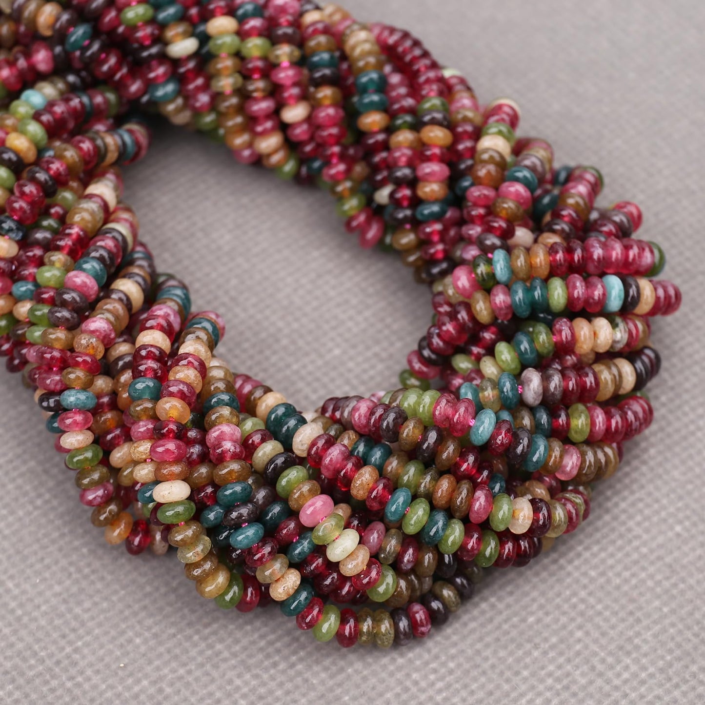 BONNY BOXX 1 Strand (150PCs) Natural 2 * 4mm Colorful Tourmaline Rondelle Beads, Natural Abacus Disk Stone Beads Loose Spacer Gemstone for DIY Bracelet Necklace Jewelry Making